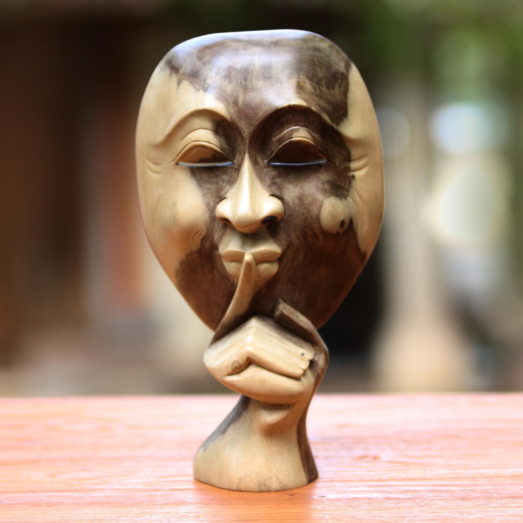 Premium Handcrafted Hibiscus Wood Sculpture - The Secret Whisper