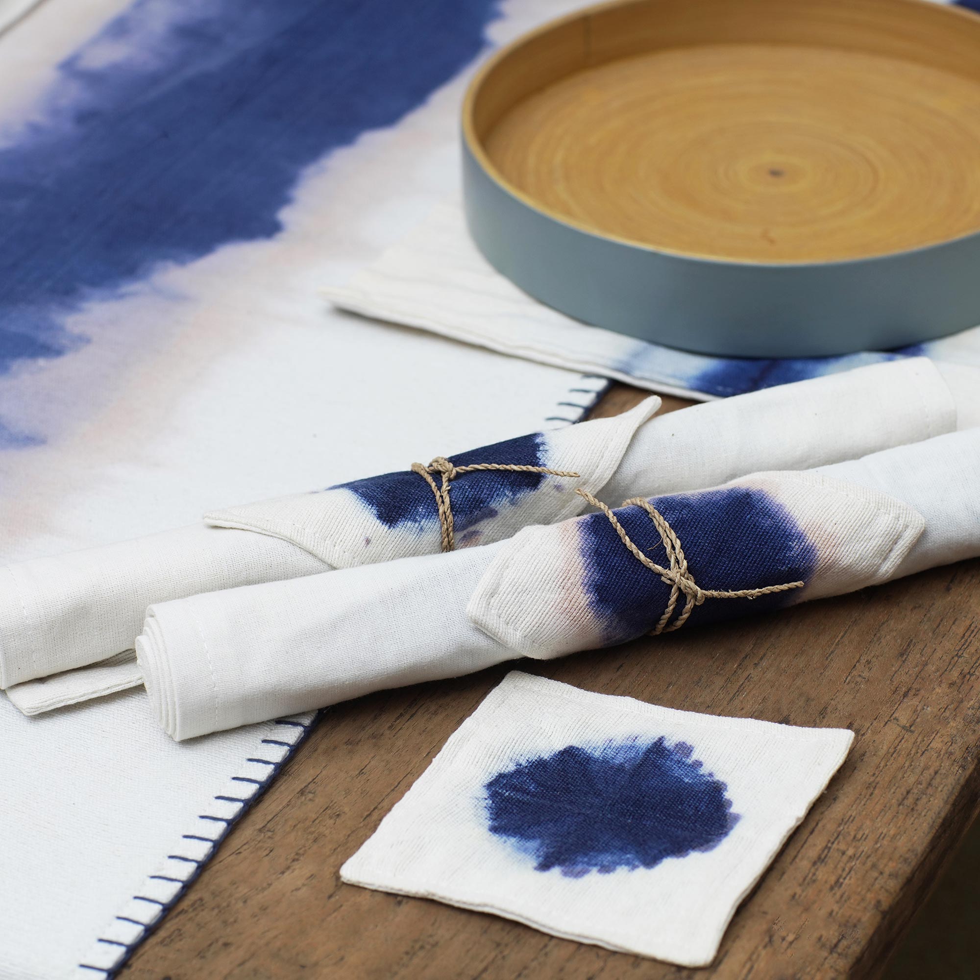 Premium Indigo River Handcrafted Placemat & Coaster Set for 4