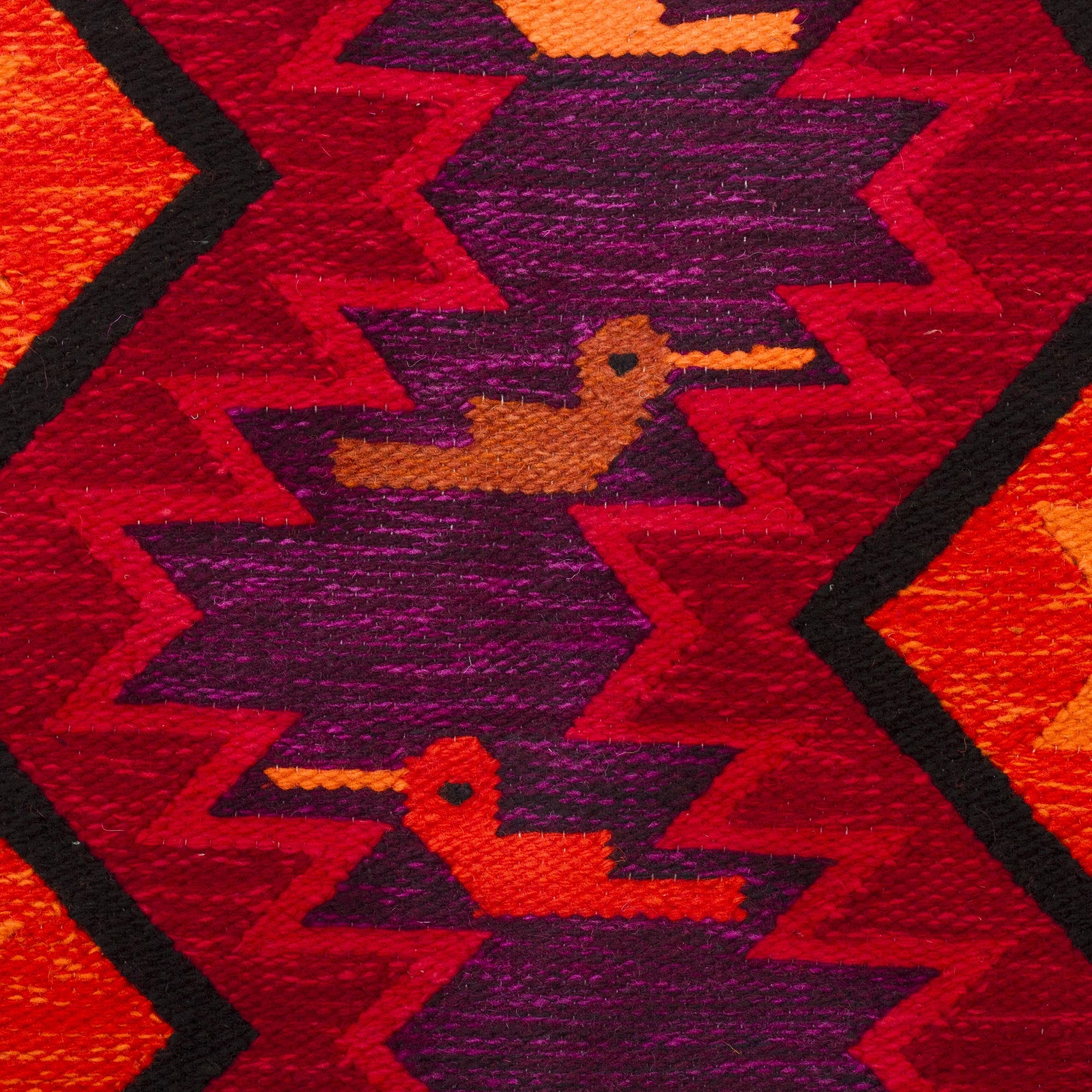 Premium Geometric Hummingbird Wool Tapestry – Handwoven Art from Peru