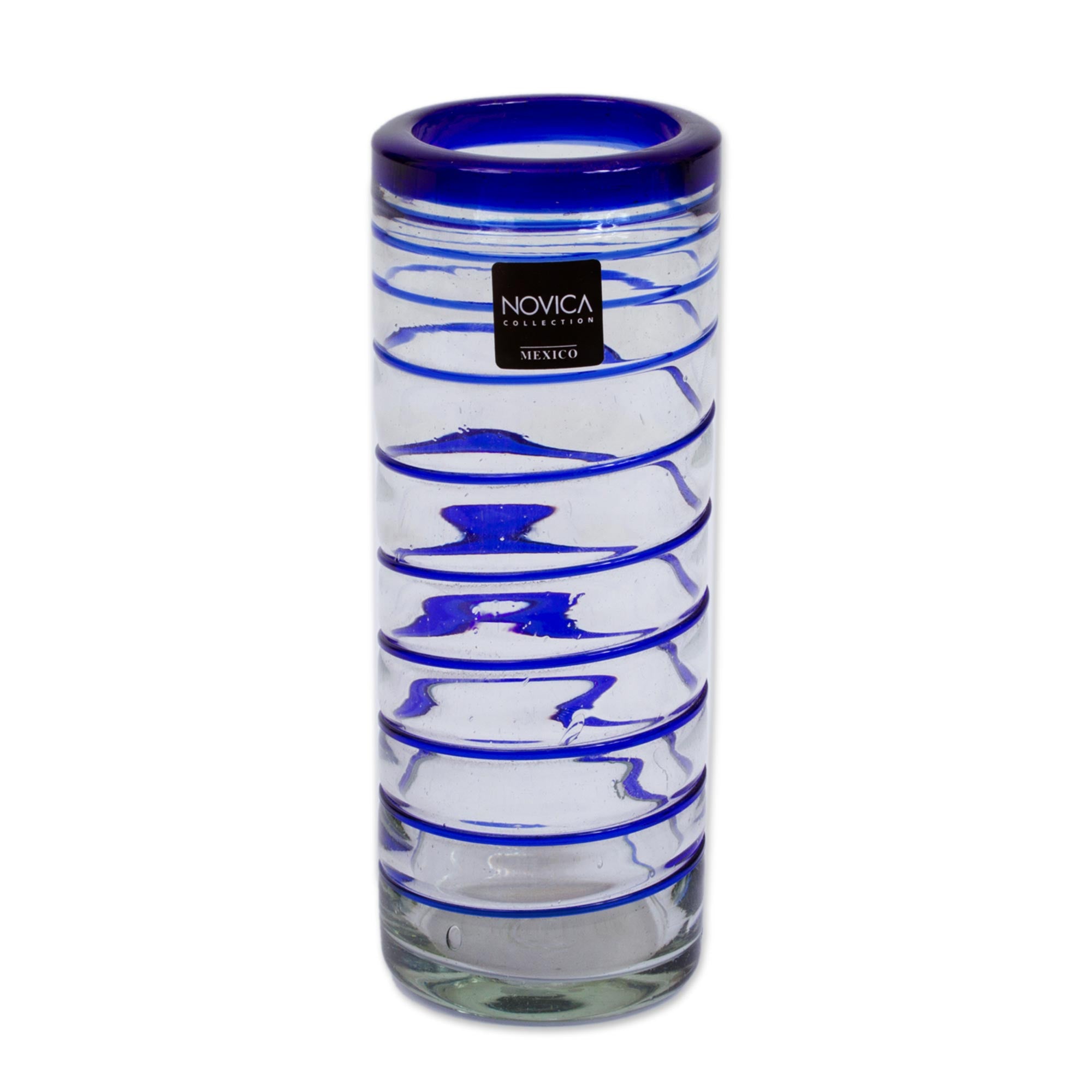 Premium Cobalt Spiral Handblown Glass Highball Set - Ultimate Craftsmanship