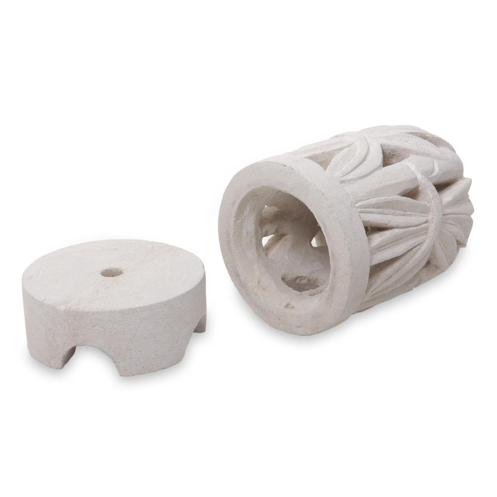 Premium Rustling Bamboo Tealight Candleholder - Handcrafted Limestone Sculpture