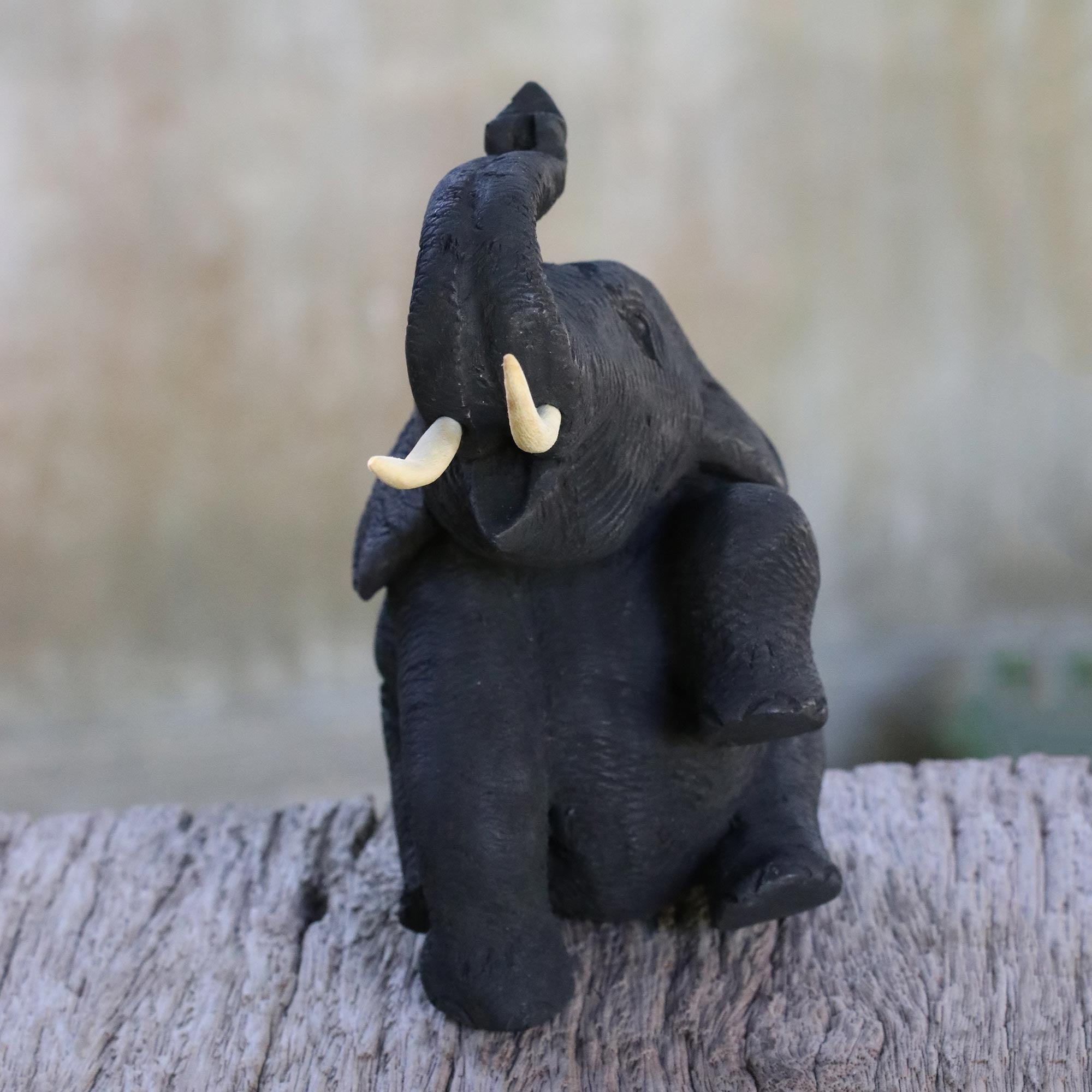 Premium Handcrafted Joyous Elephant Teakwood Sculpture