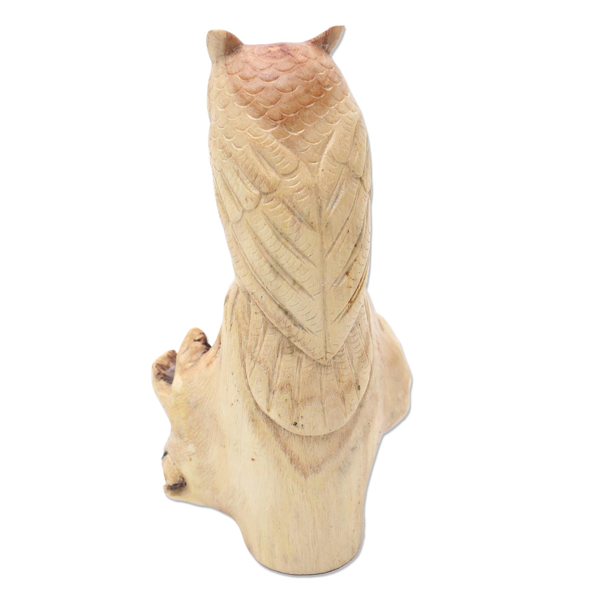 Premium Hand-Carved Silent Owl Sculpture - Unique Benalu Wood Art