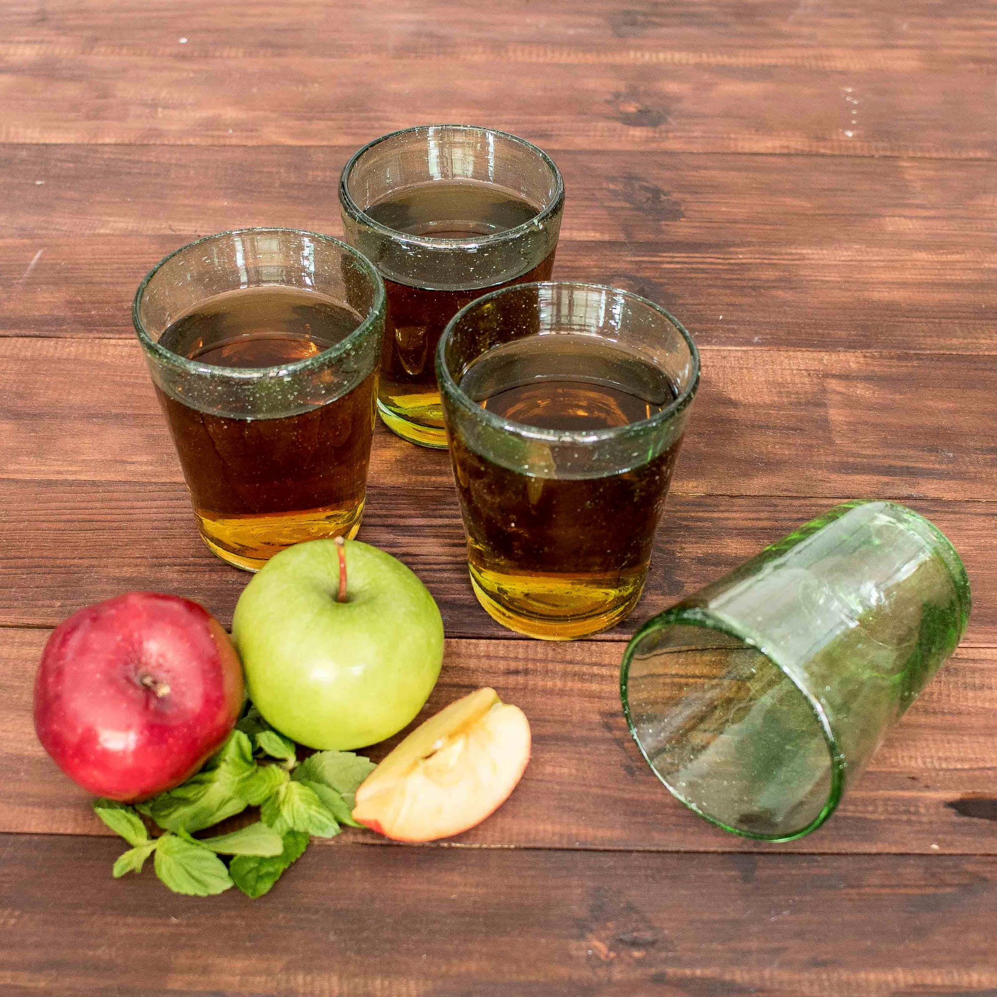 Premium Eco-Friendly Handblown Recycled Glass Juice Glasses - Set of 4