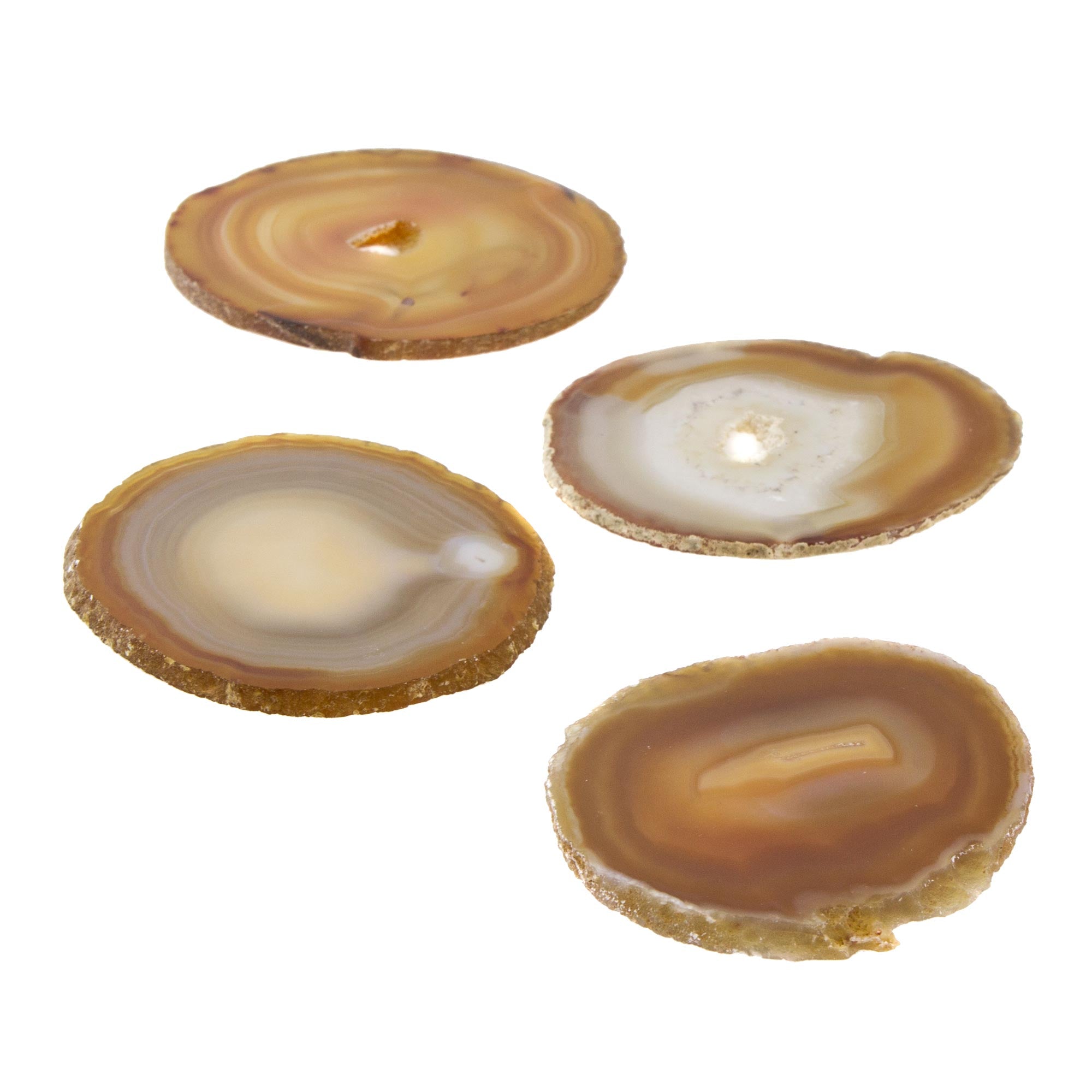 Premium Natural Caramel Agate Coasters Set of 4 – Handcrafted in Brazil