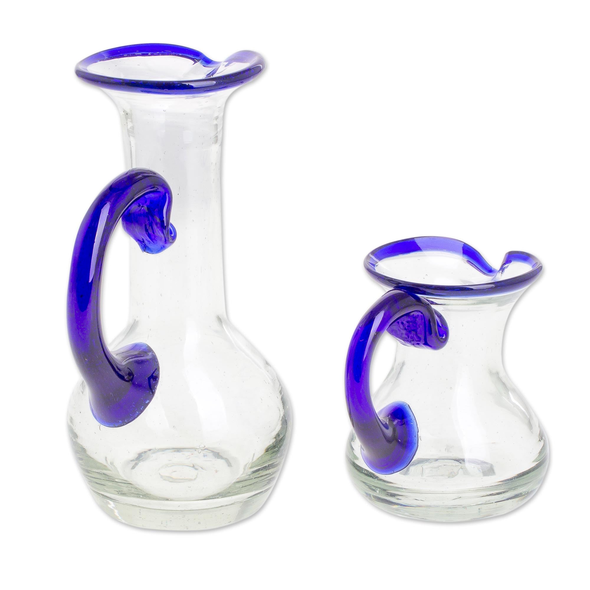 Premium Handblown Recycled Glass Pitchers - Eco-Friendly Pair