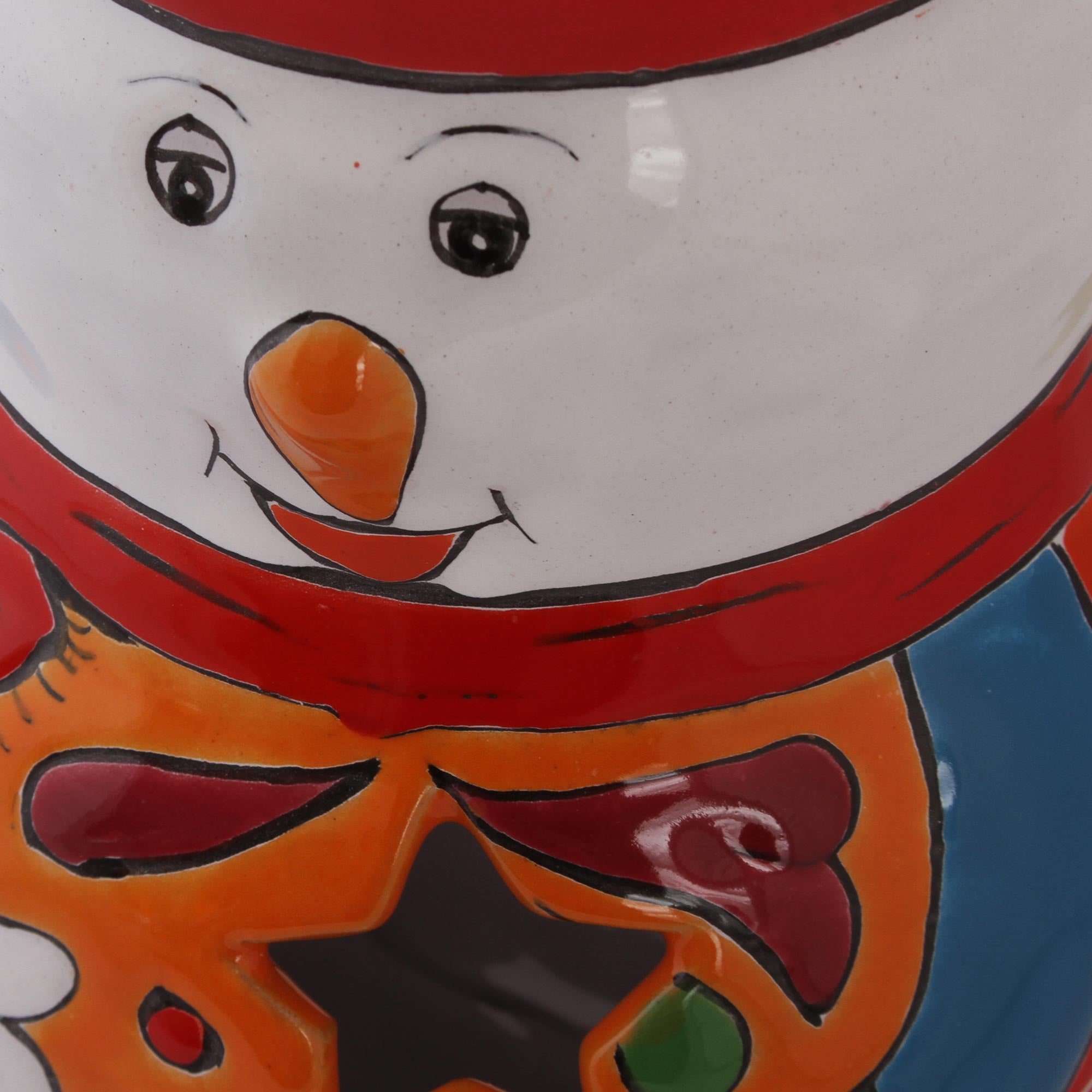 Premium Talavera Ceramic Snowman Candle Holder - Handcrafted Holiday Decor