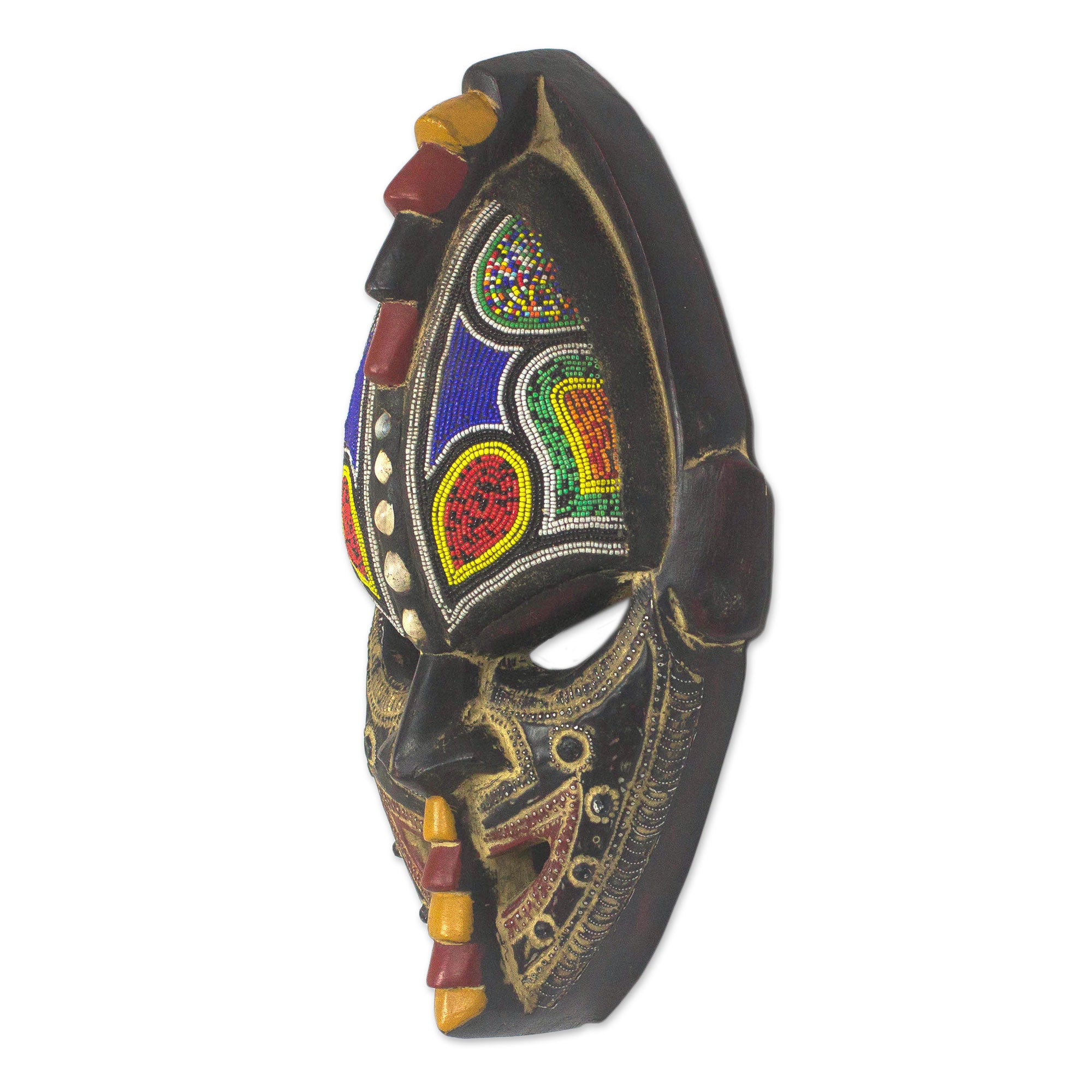 Premium Thamsanqa Hand-Carved African Good Luck Wall Mask – Multi-Color Artisan Decor