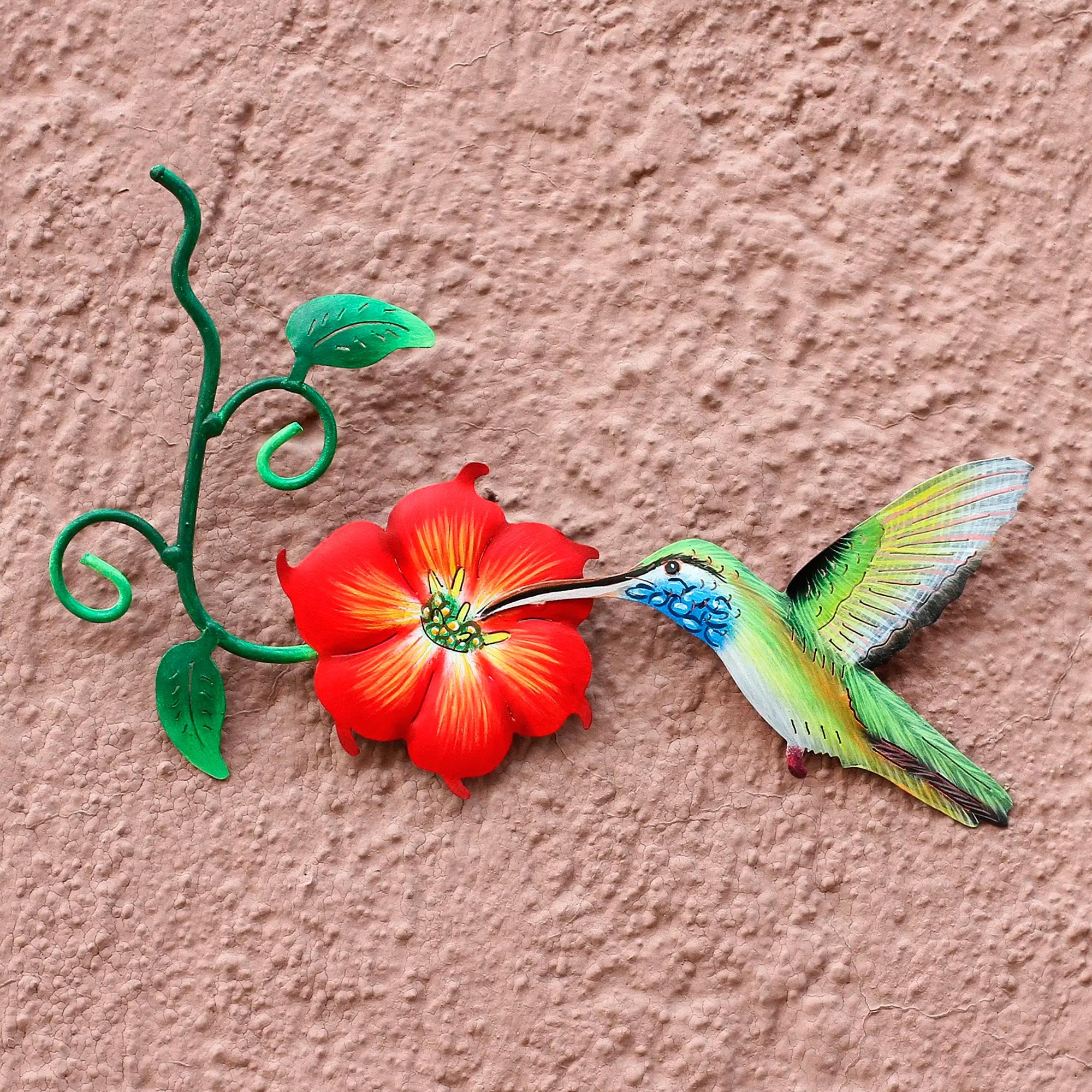Premium Handcrafted Hummingbird & Hibiscus Steel Wall Art