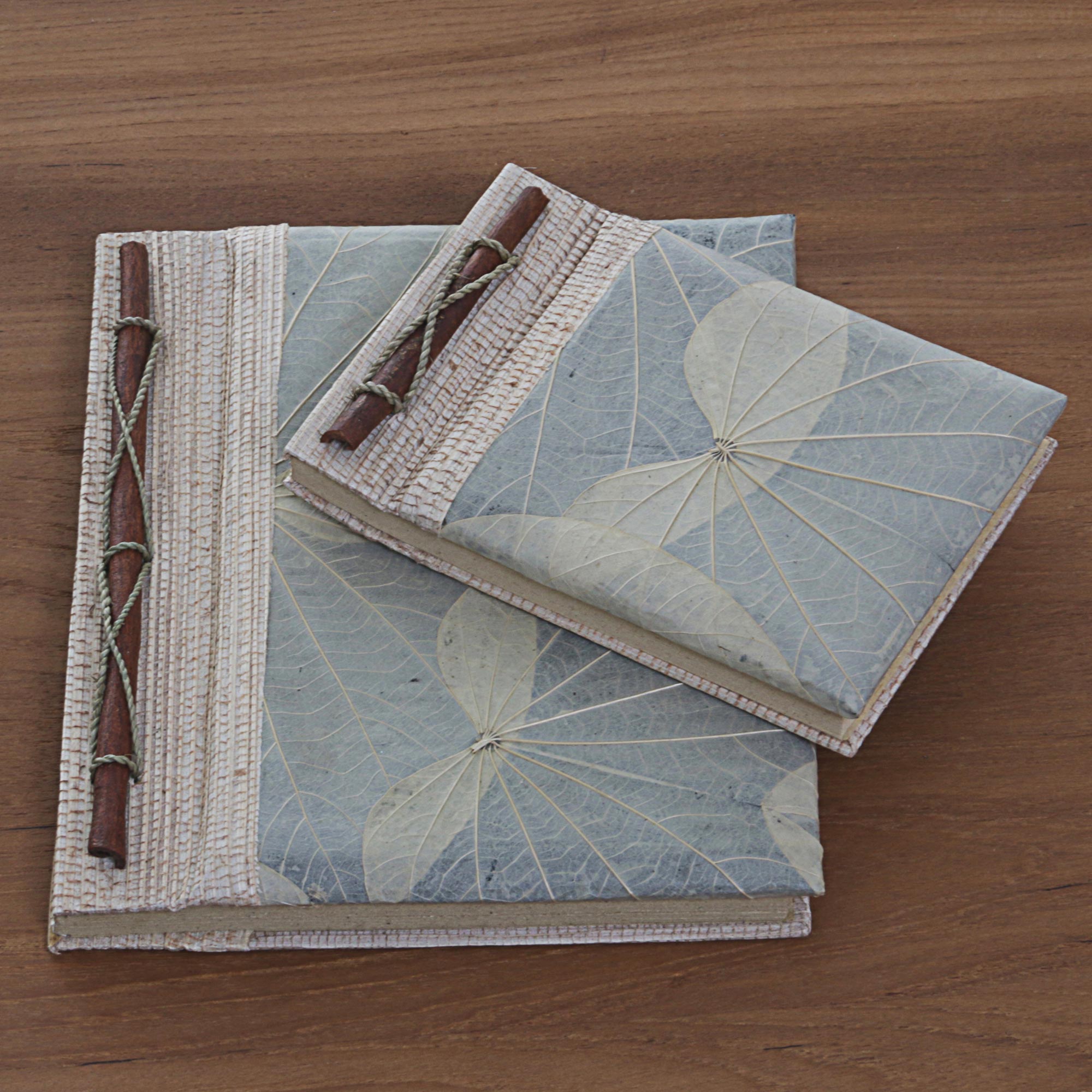 Premium Handcrafted Autumn Spirit Rice Paper Notebooks - Grey Duo from Indonesia