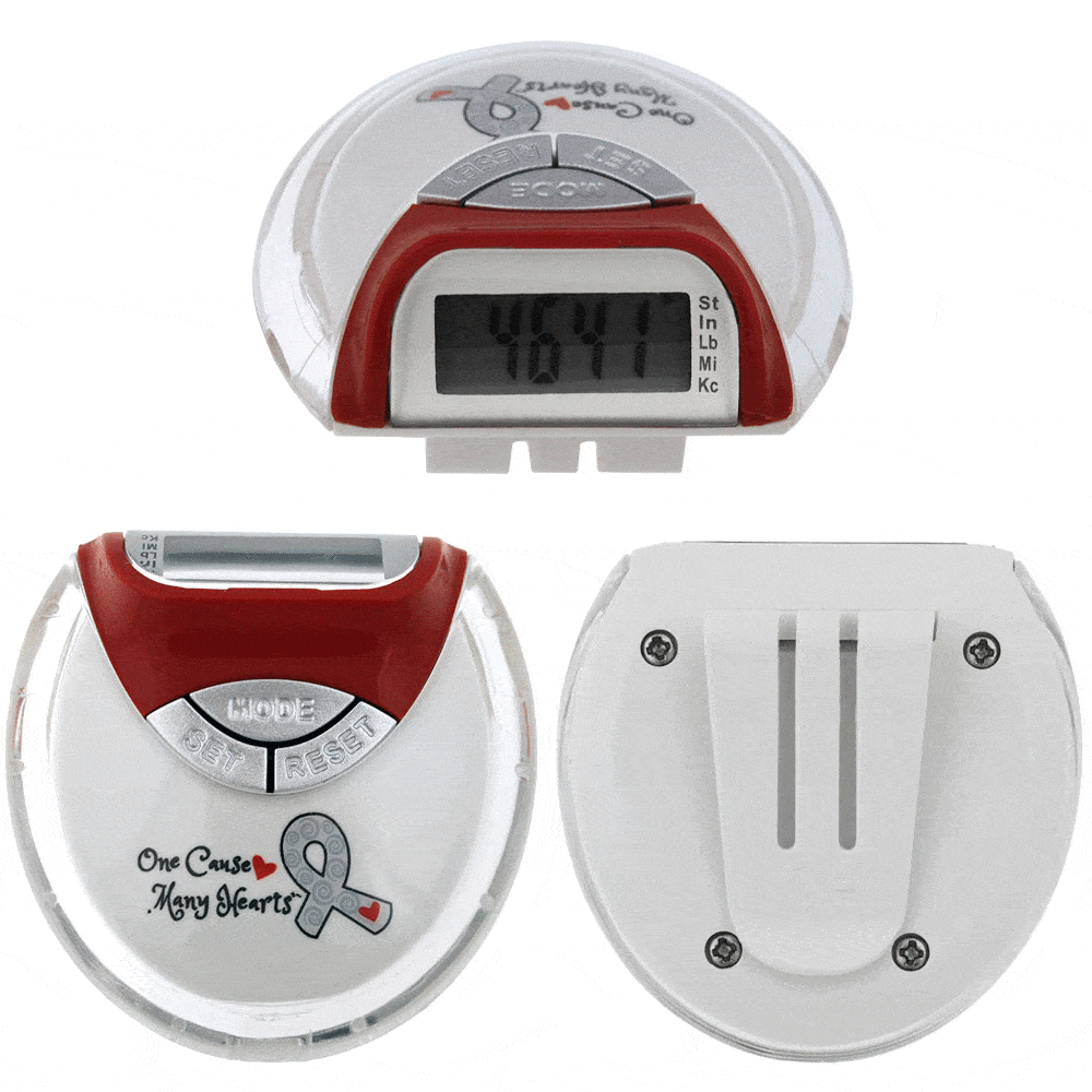 Premium Diabetes Awareness Pedometer - Track Steps, Calories & Miles