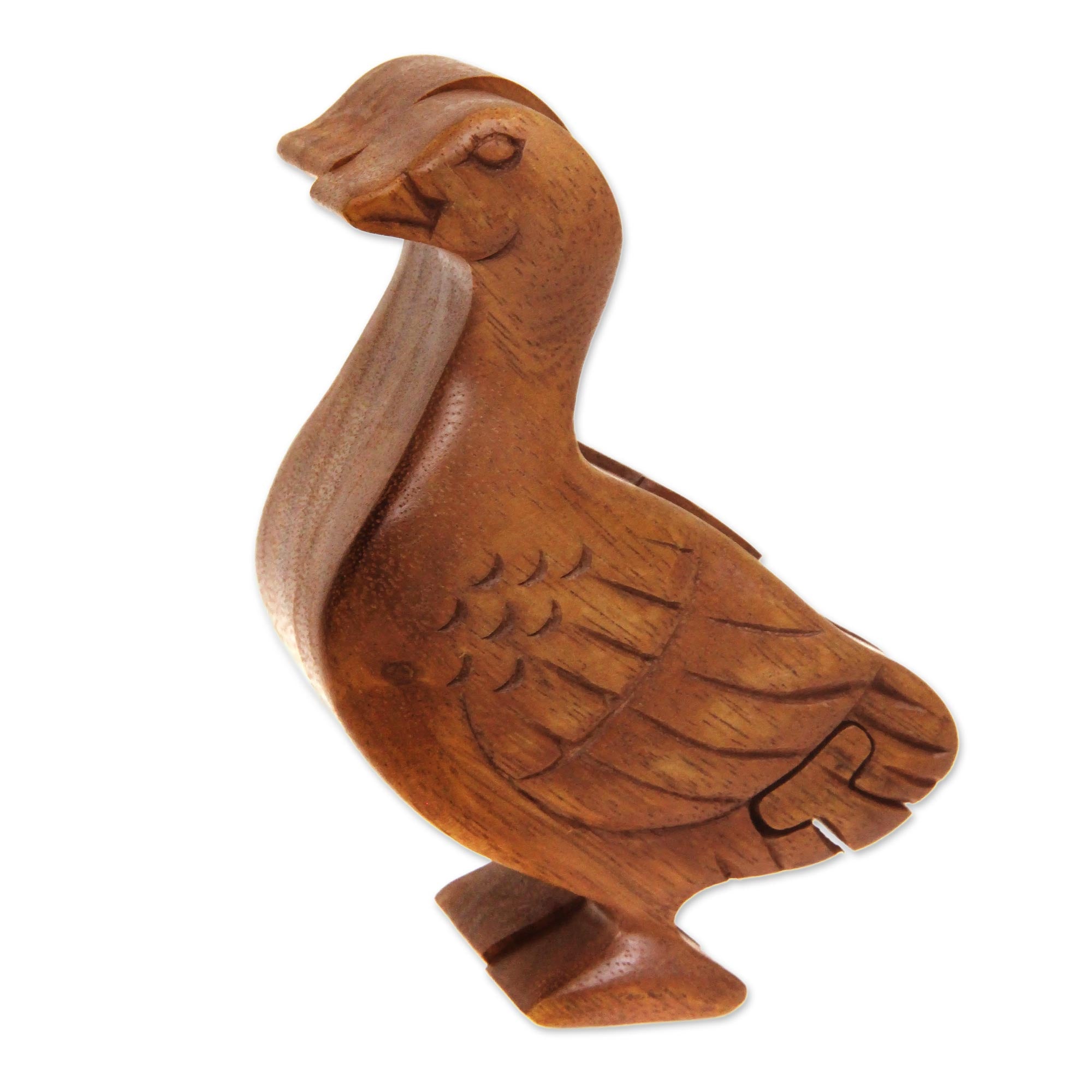 Premium Javanese Duck Puzzle Box - Handcrafted Suar Wood Treasure Chest