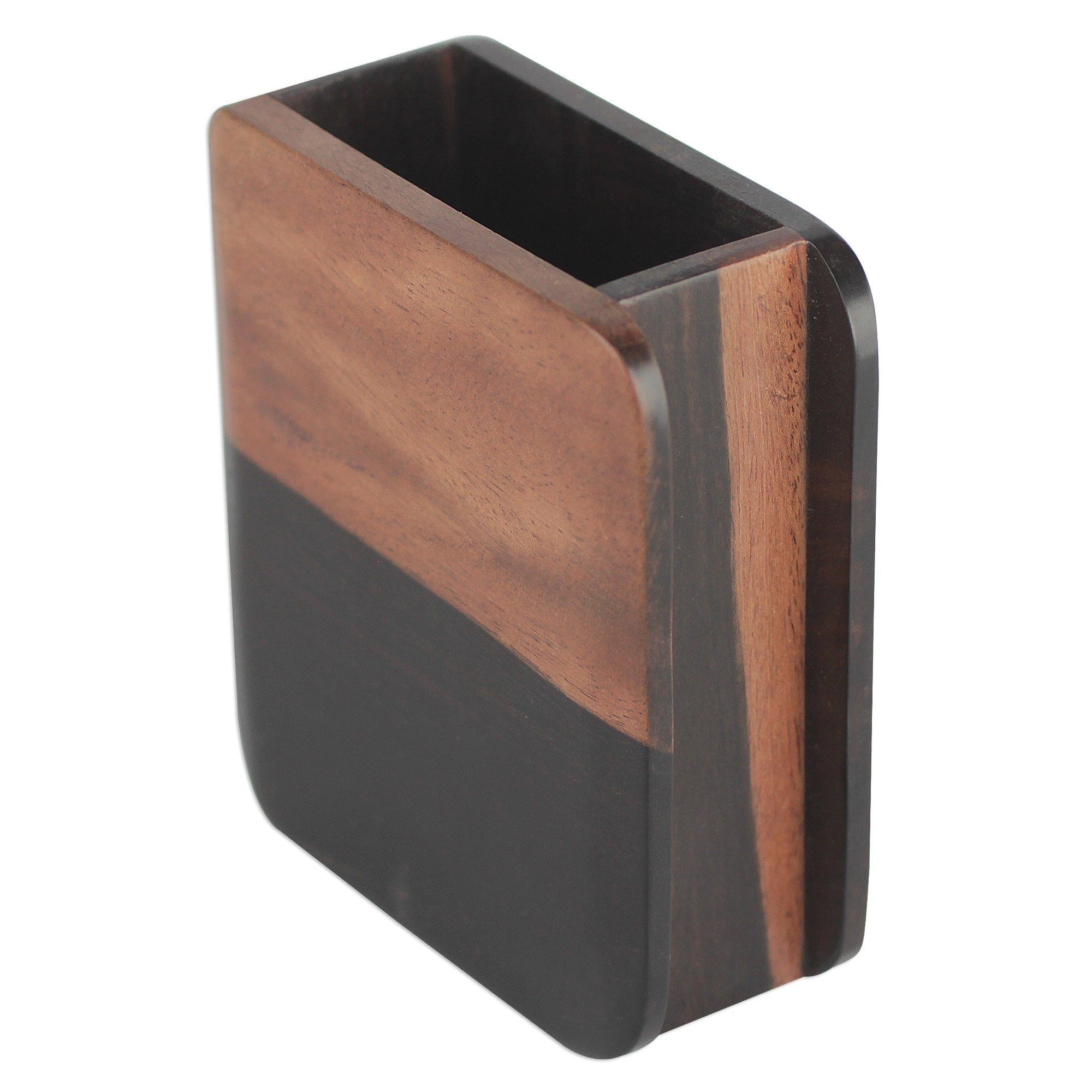 Premium Hand-Carved Ebony Wood Pencil Holder – Modern Nature Design
