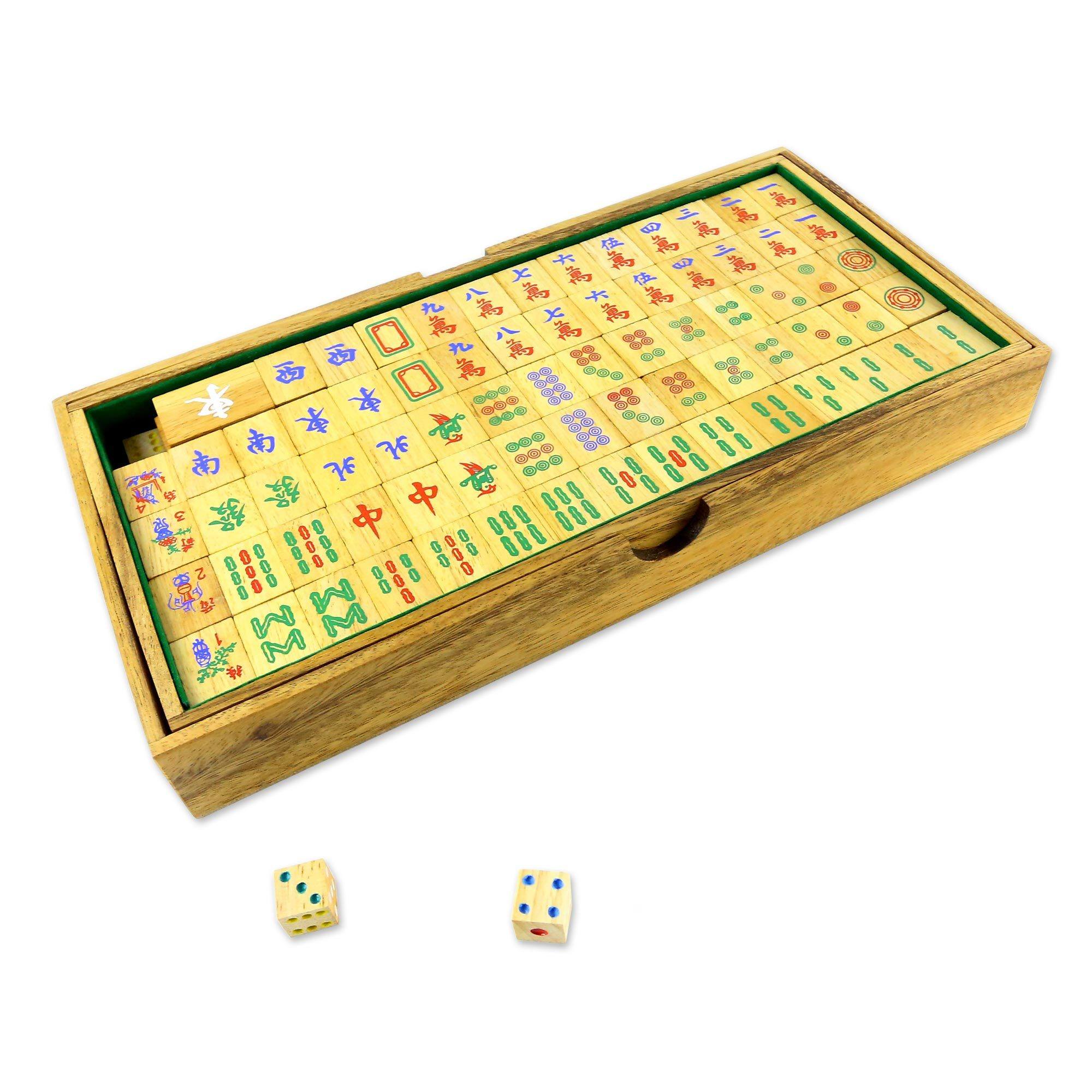 Premium Handcrafted Raintree Wood Mah Jongg Set - Traditional Chinese Edition