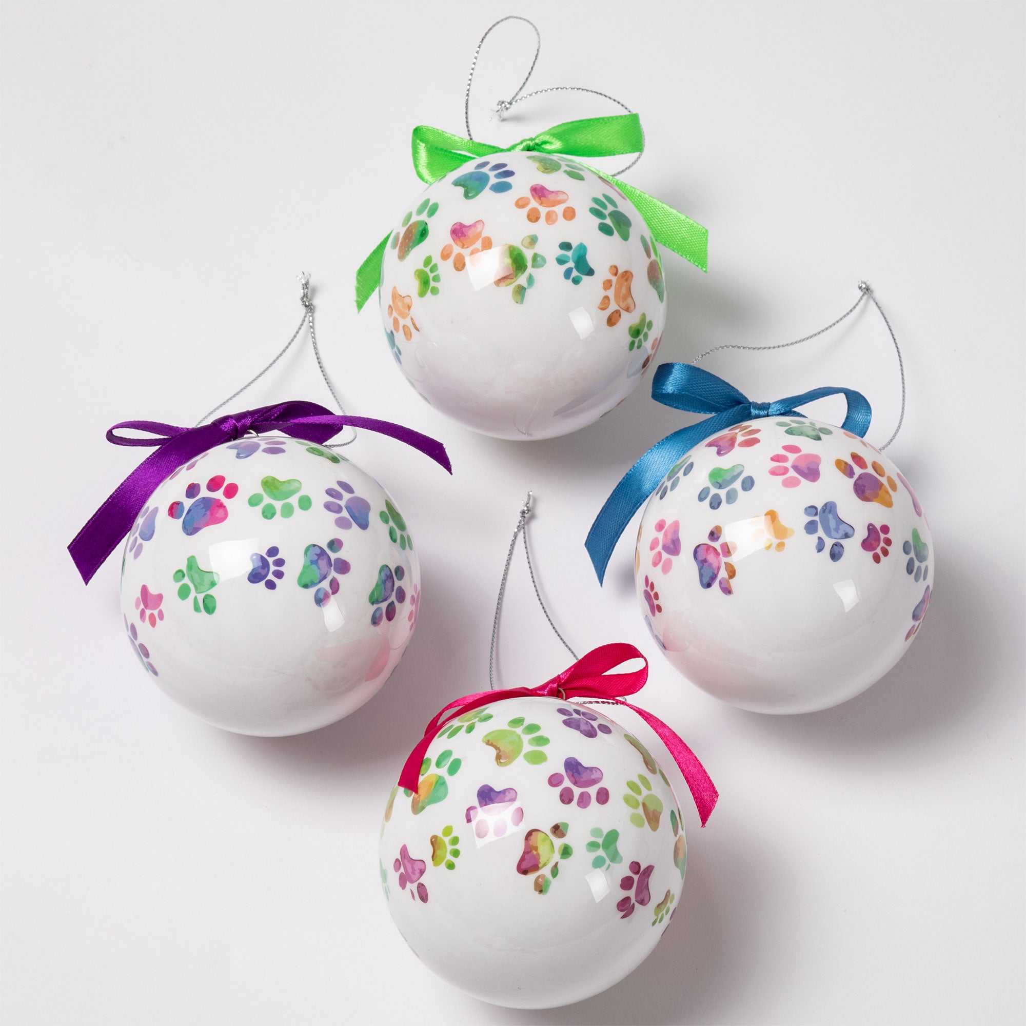 Premium Painted Paws Ornaments - Set of 4 for Animal Lovers