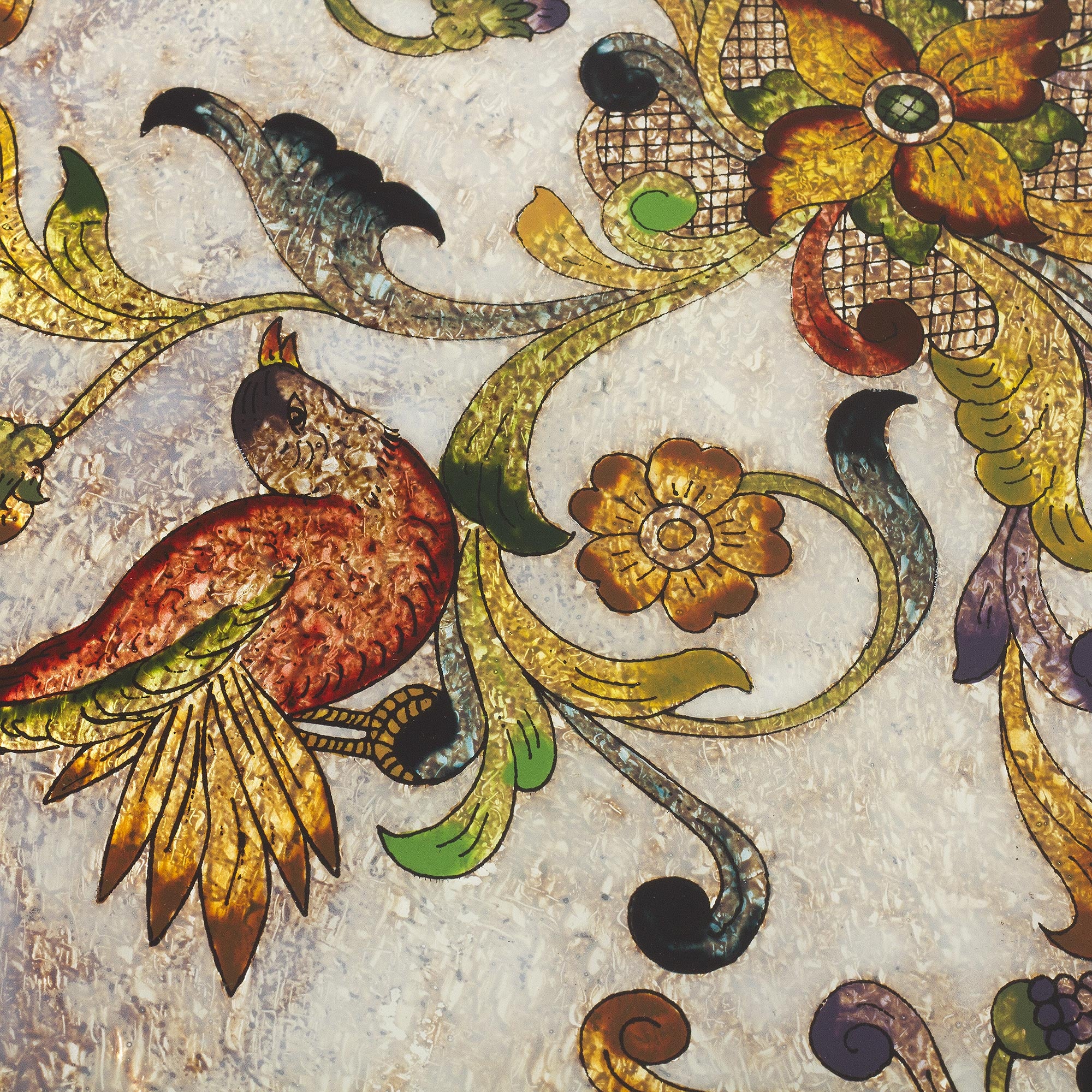 Premium Hand-Painted Dawn Birds Glass Tray - Peruvian Artistry