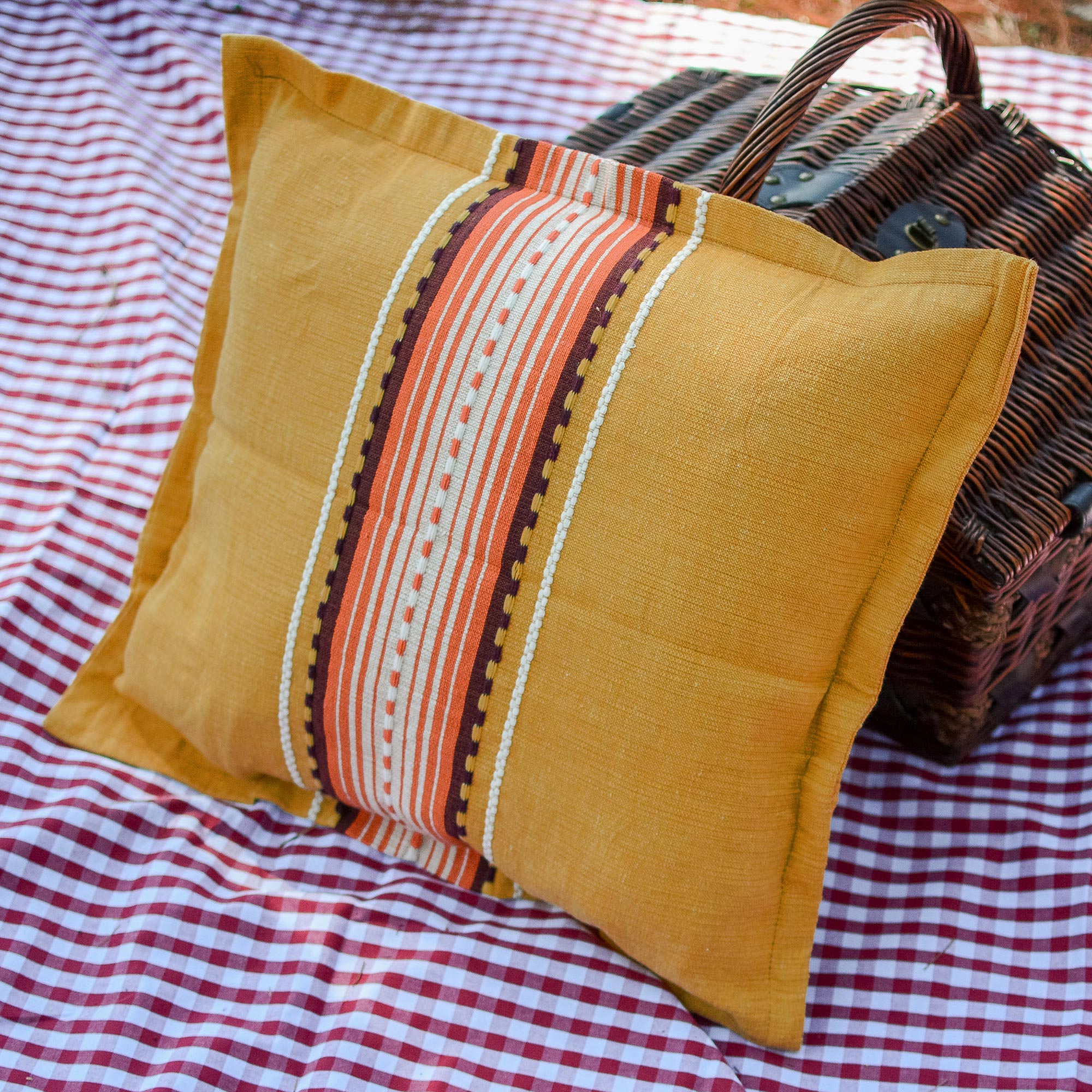 Premium Handwoven Brown Cotton Eco-Friendly Pillow Cover 'Amber History' – Upgrade Your Home Decor
