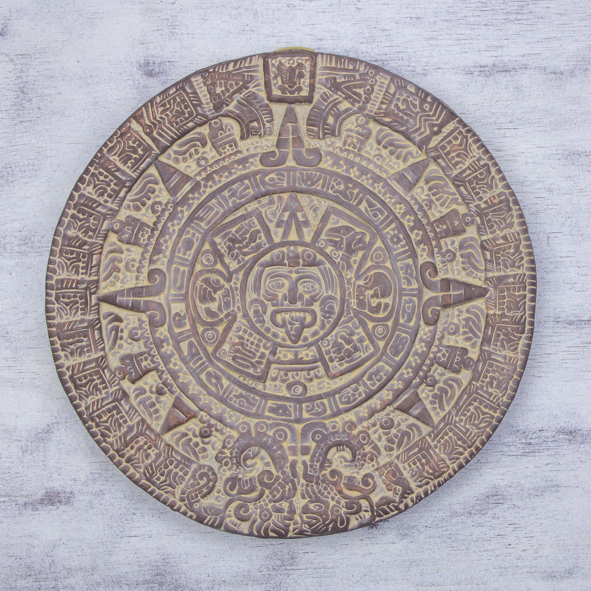 Premium Aztec Sun Stone Calendar - Authentic Mexico Archaeological Ceramic Art