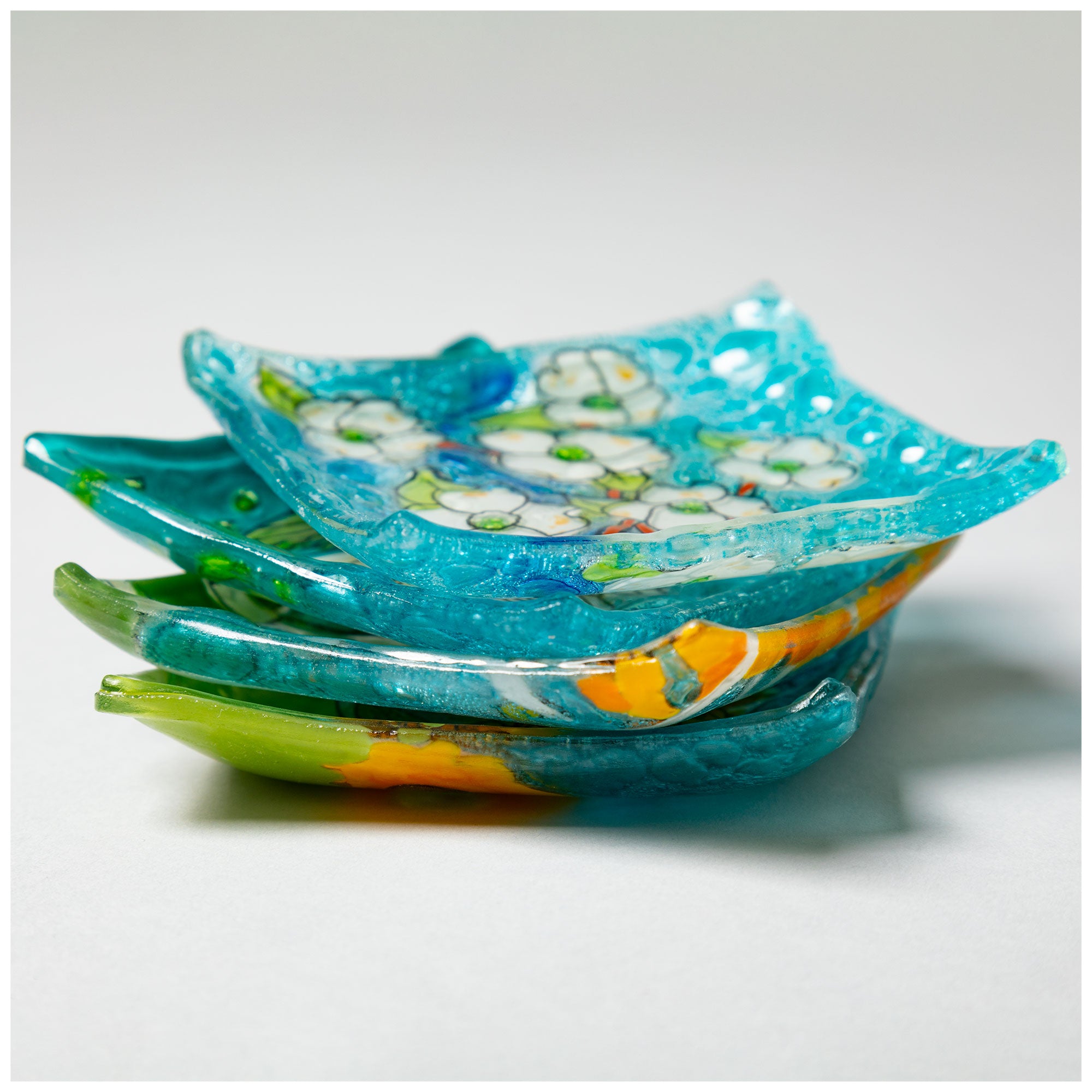 Premium Hand-Painted Recycled Glass Jewelry Dish