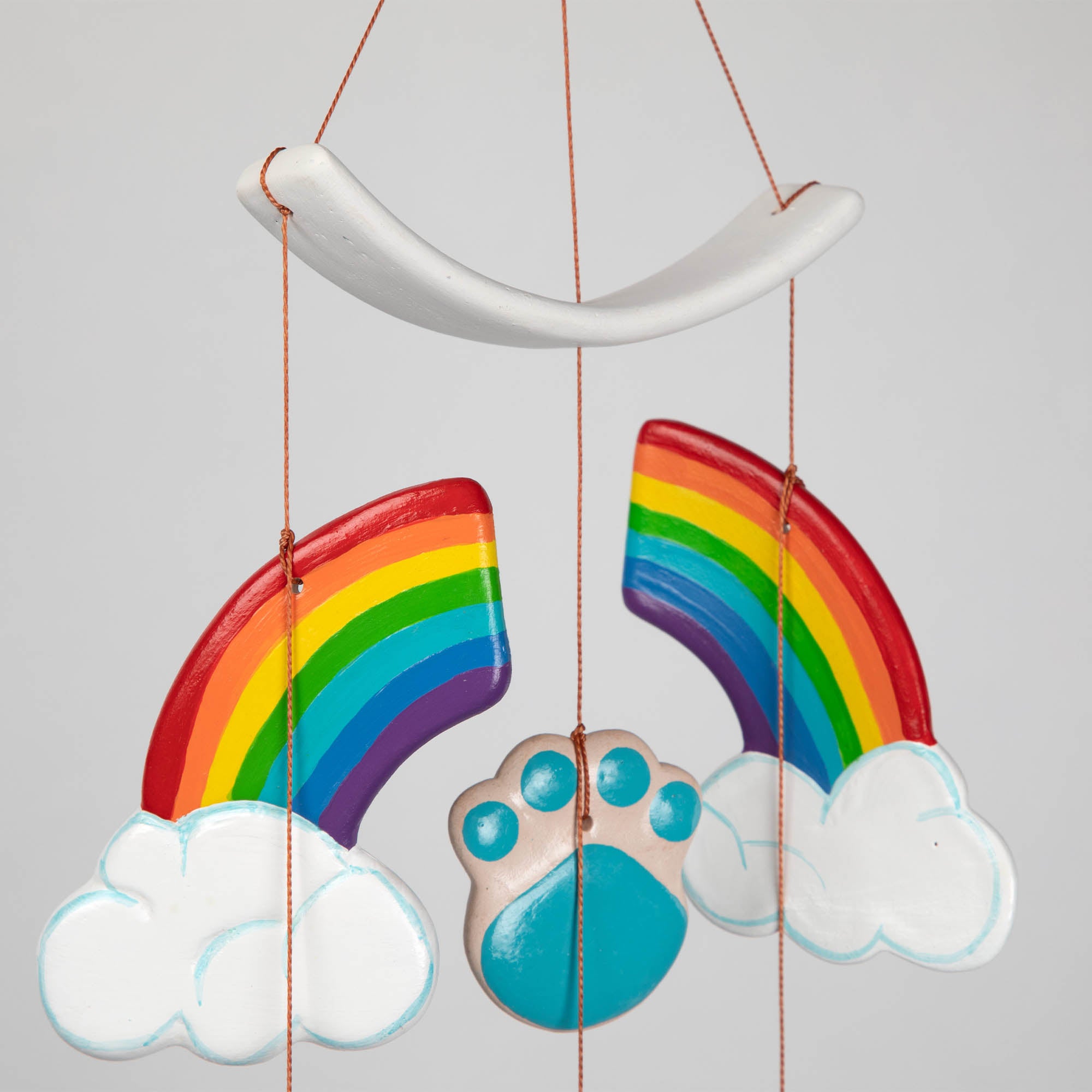 Premium Rainbow Bridge Memorial Wind Chime with Paw Print Design