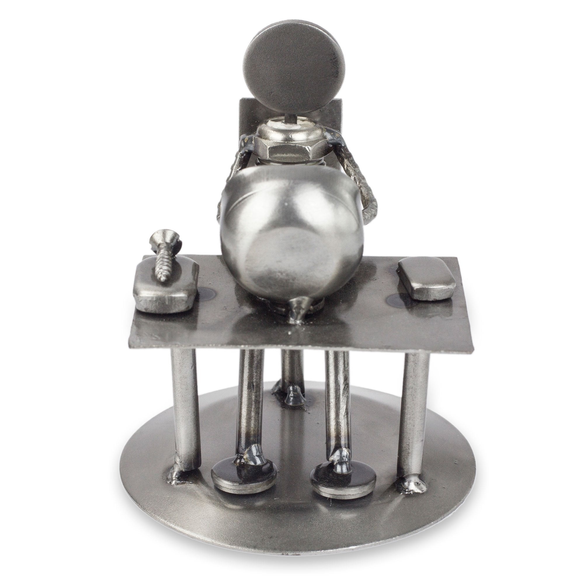 Premium Rustic Tech Art: Recycled Metal IT Specialist Sculpture