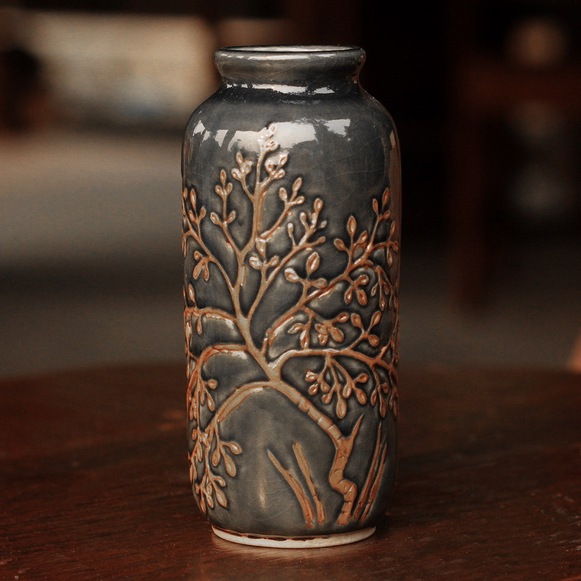 Premium Golden Tree Celadon Ceramic Vase