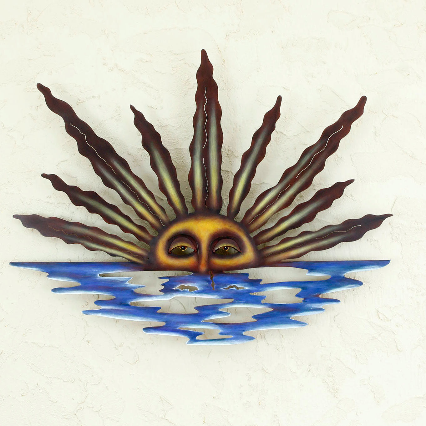 Premium Handcrafted Sunset in Sayulita Steel Wall Art – Mexican Sun and Moon Design