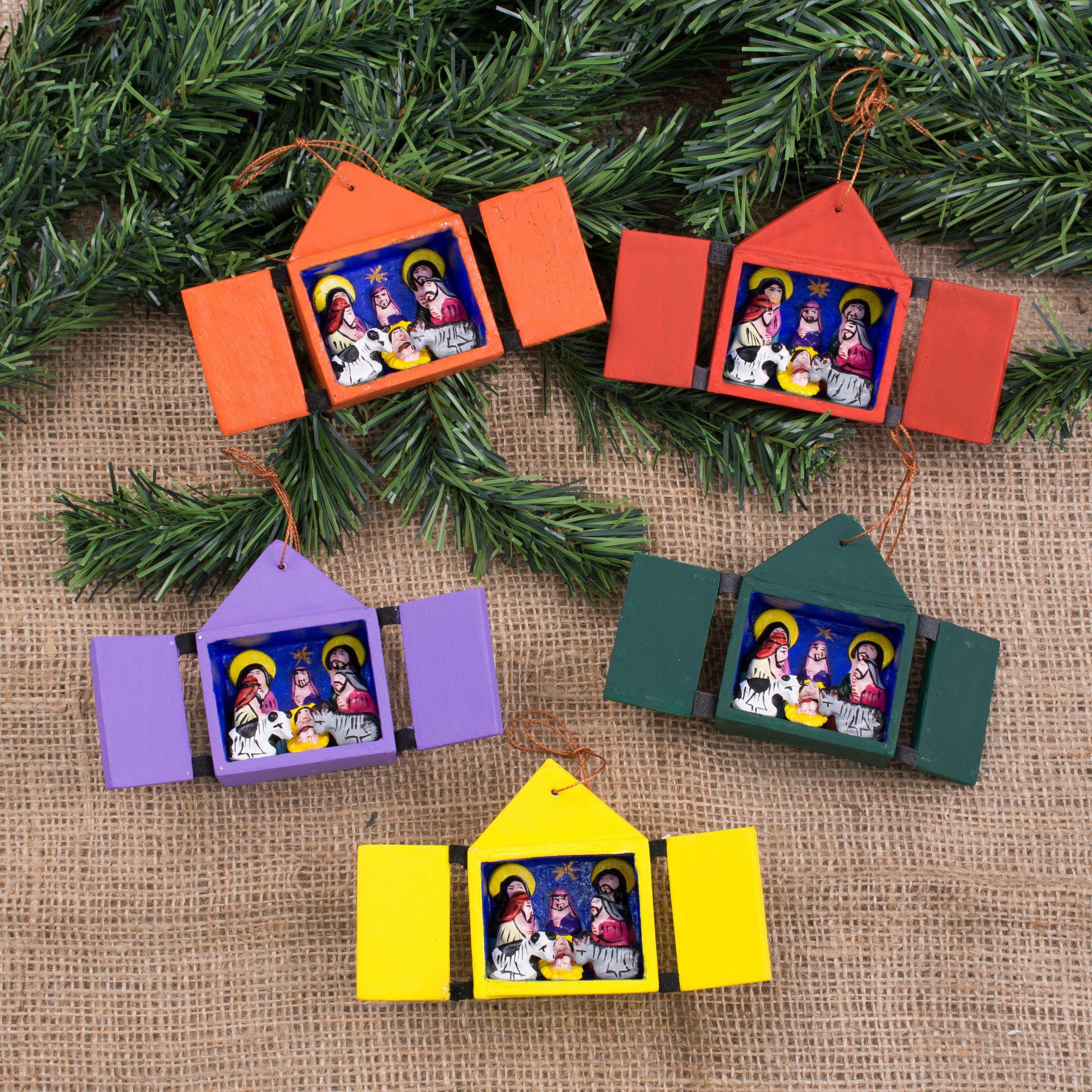 Premium Retablos Wood & Ceramic Holiday Ornament Set