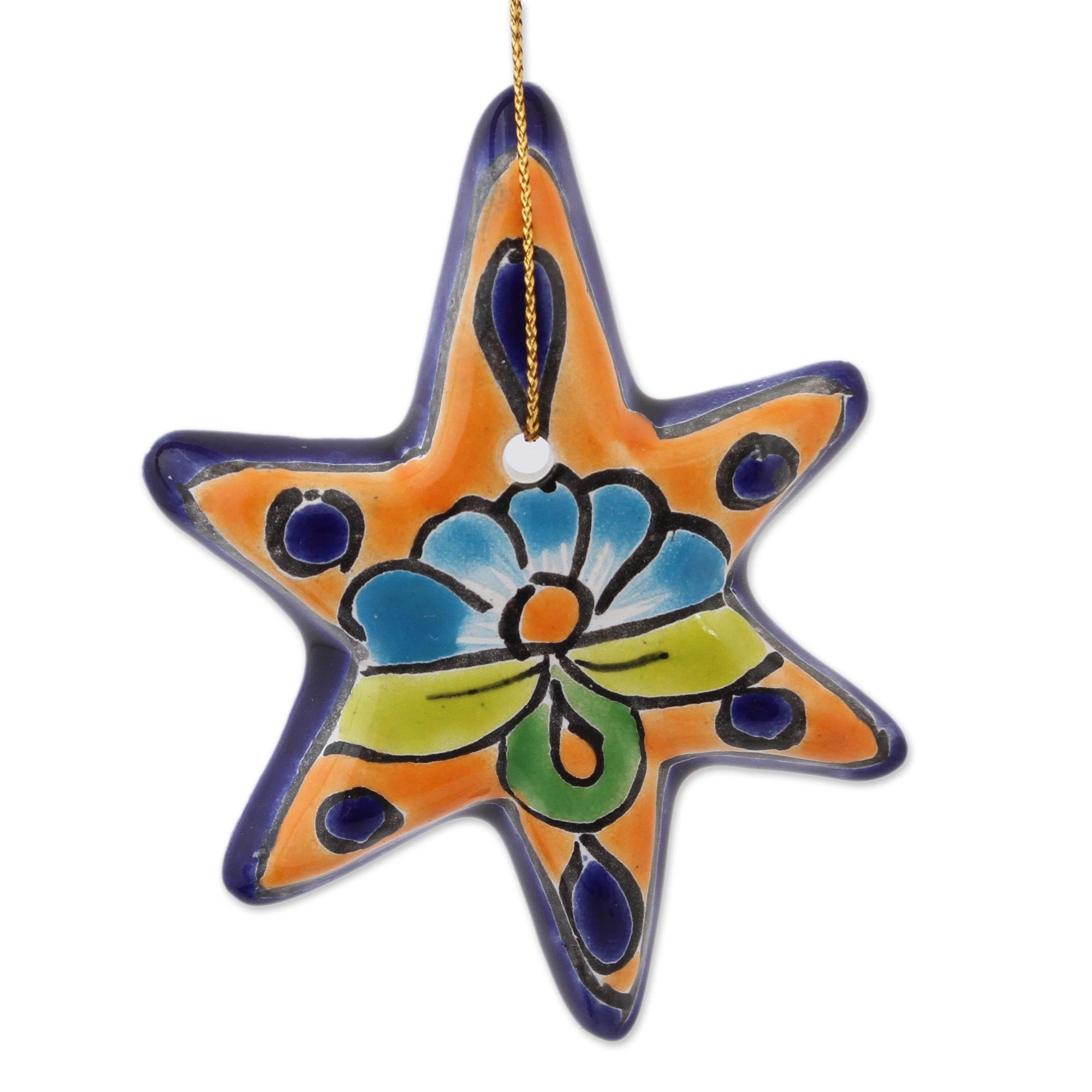 Premium Talavera Ceramic Star Ornaments - Handcrafted in Mexico (Set of 4)