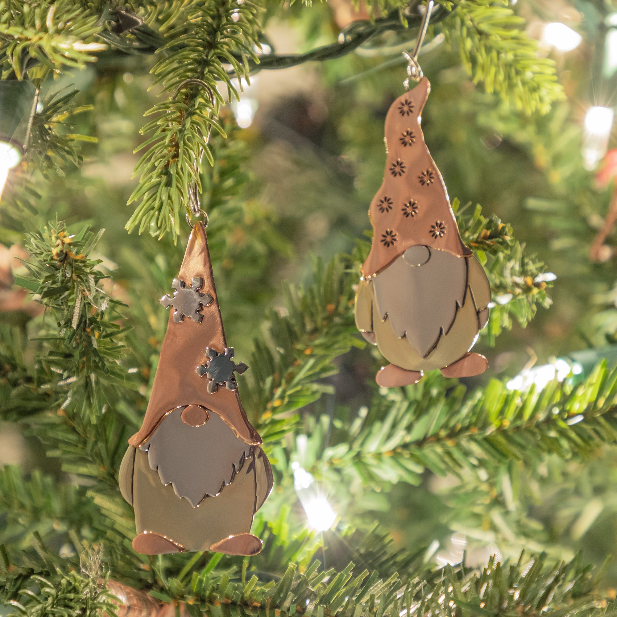 Premium Handcrafted Gnome Ornament - Mixed Metal Design