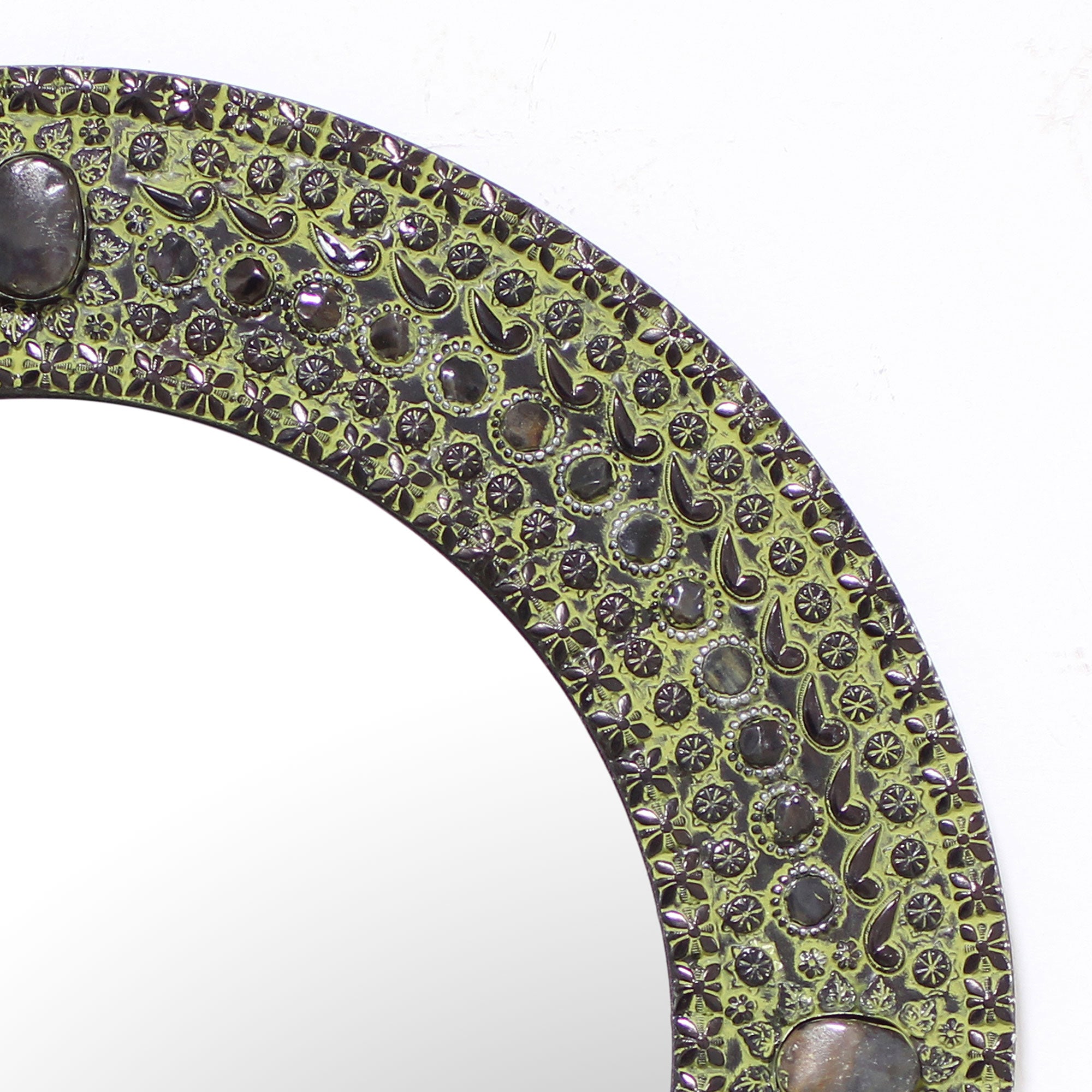 Premium Handcrafted Antique Aluminum Wall Mirror - Floral & Paisley Design