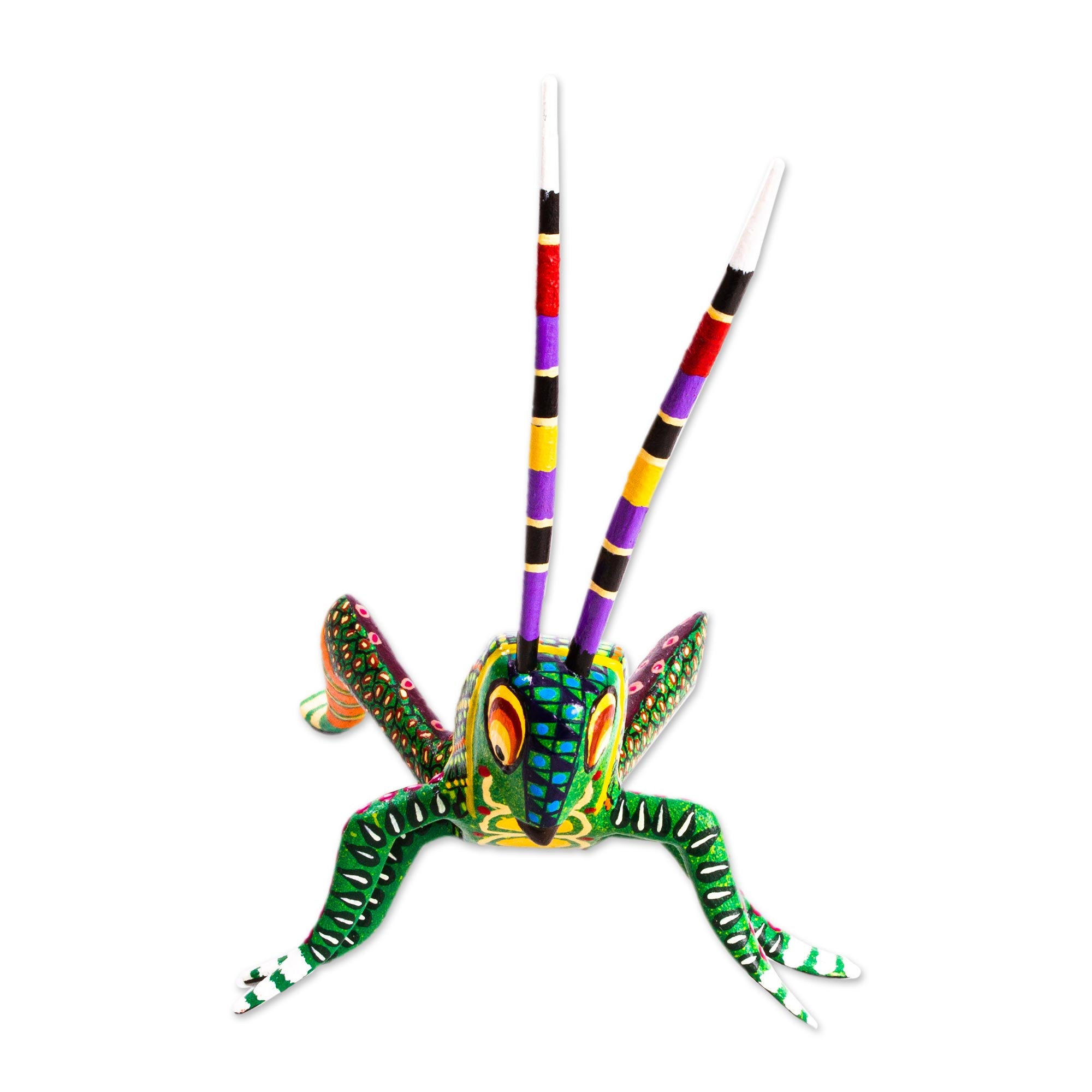 Premium Handcrafted Grasshopper Alebrije Figurine by Claudio Ojeda