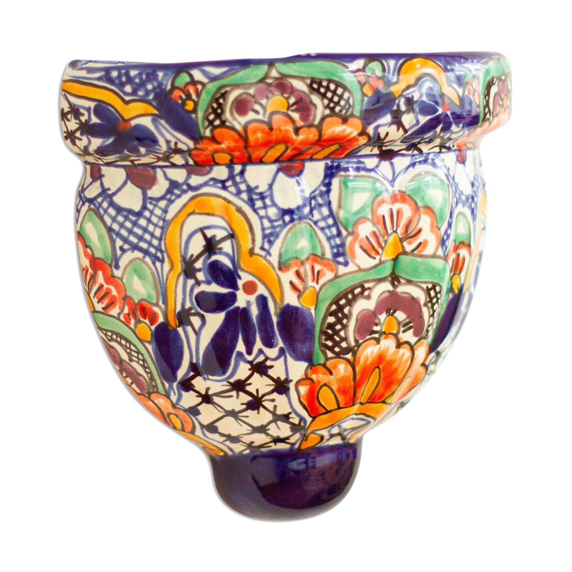 Premium Talavera-Style Multicolored Ceramic Wall Planter – Handmade in Mexico