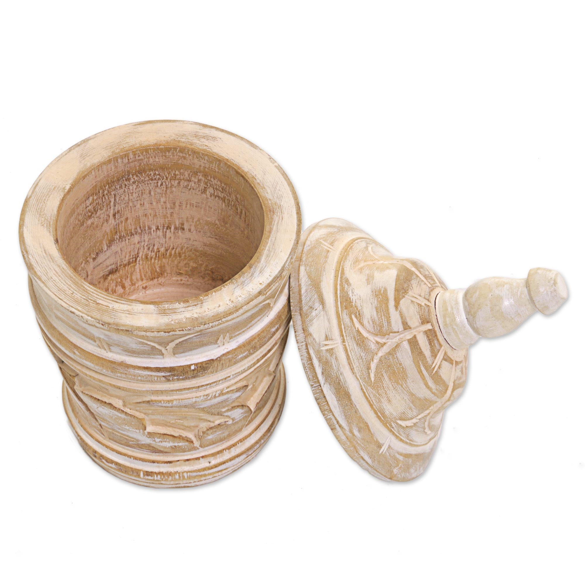 Premium Hand-Carved Mahogany Wood Box - Floral Spire Design from Bali