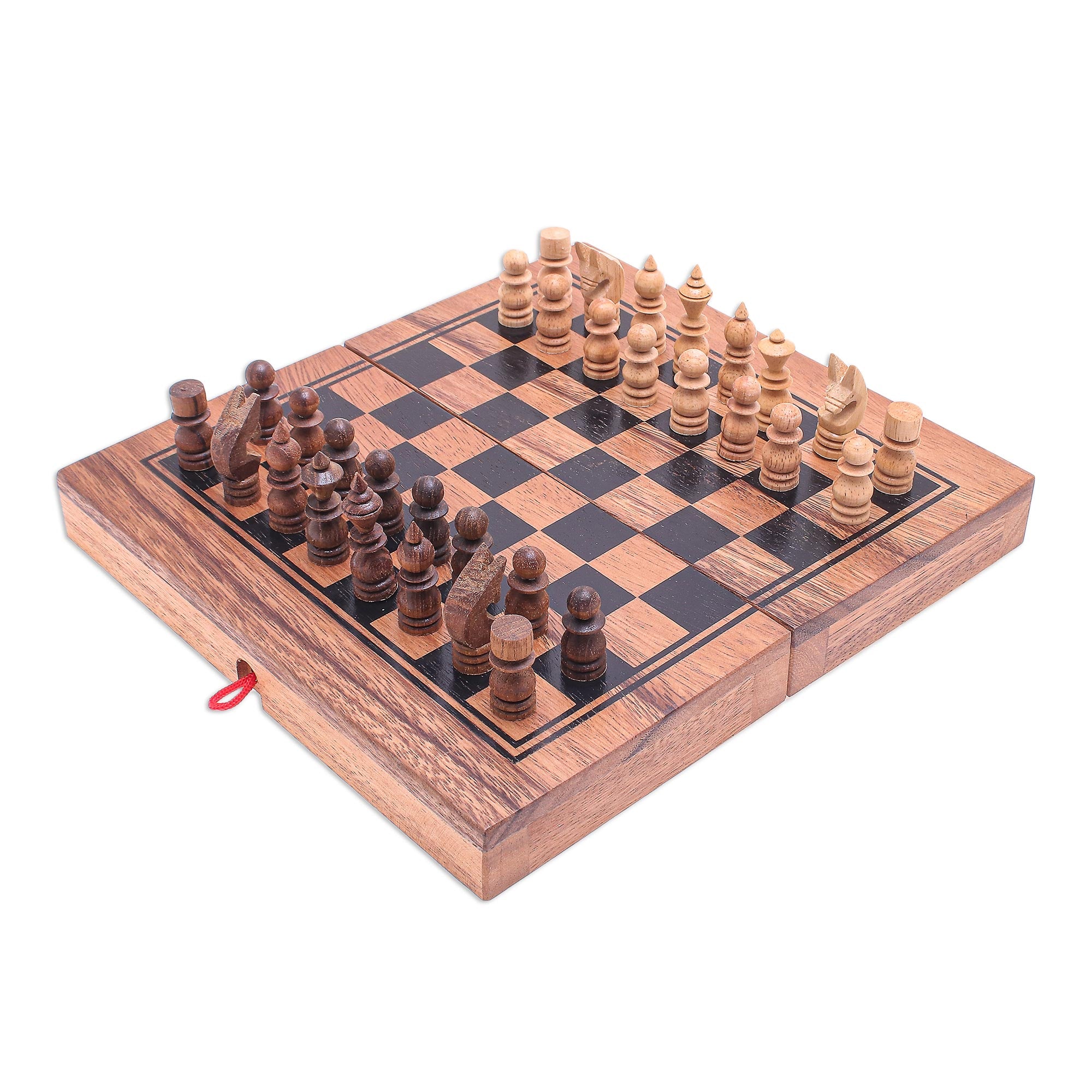 Premium Handmade Raintree Wood Chess & Backgammon Set - Ultimate 2-in-1 Game Board