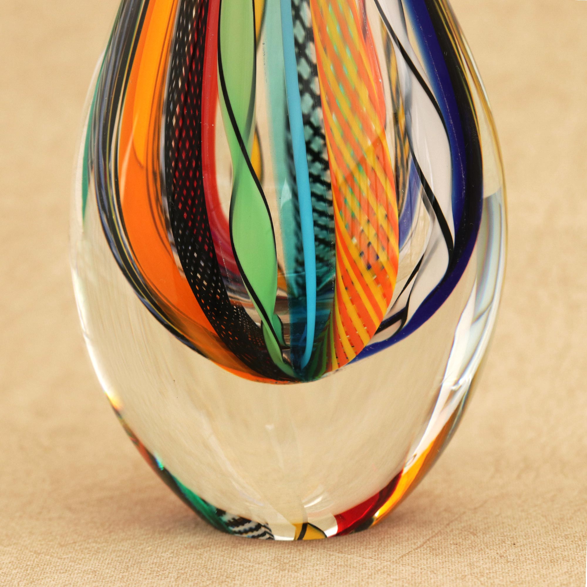 Premium Murano-Style Color Cascade Art Glass Vase - 9 Inch