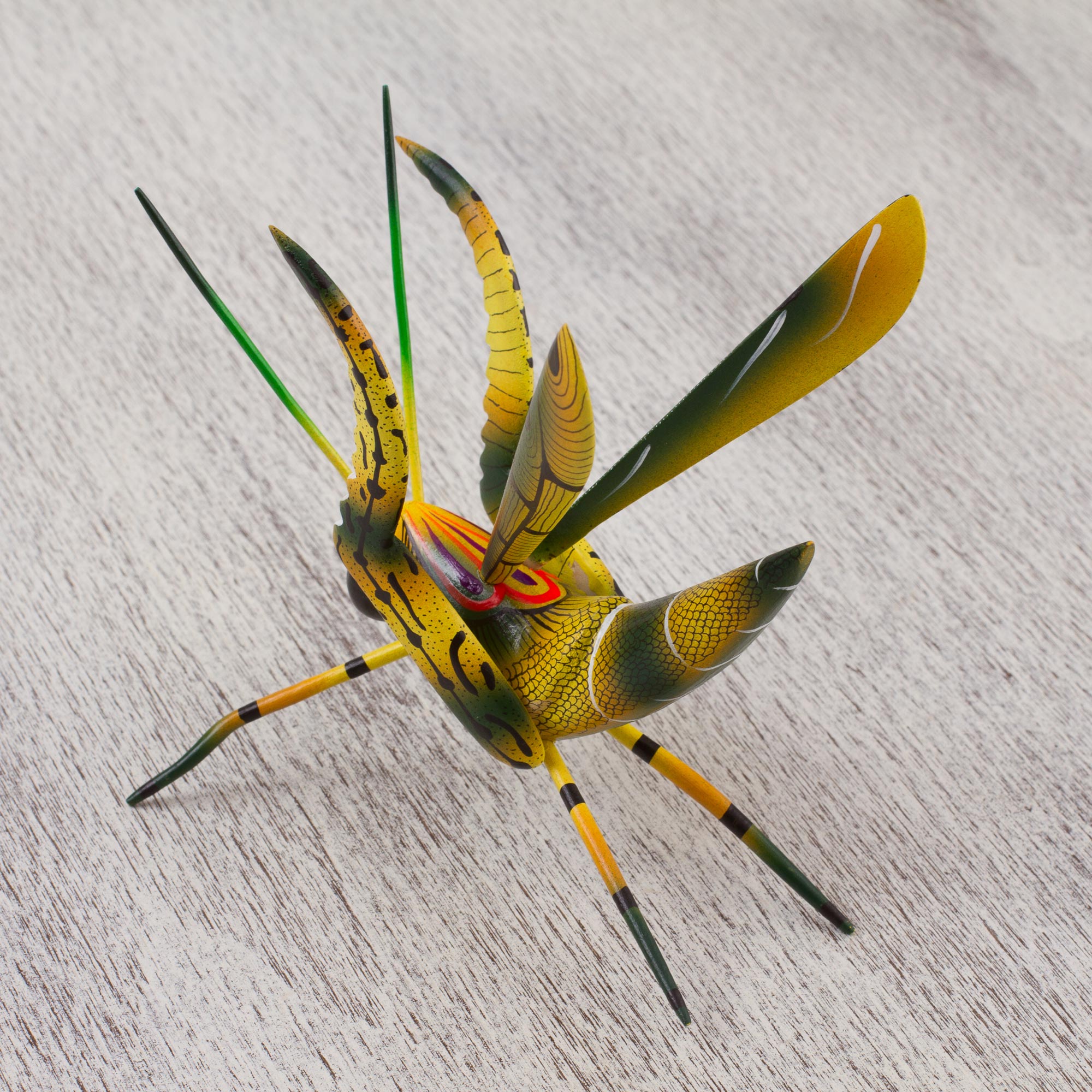 Premium Handcrafted Yellow Cricket Alebrije Sculpture – Symbol of Good Luck from Mexico