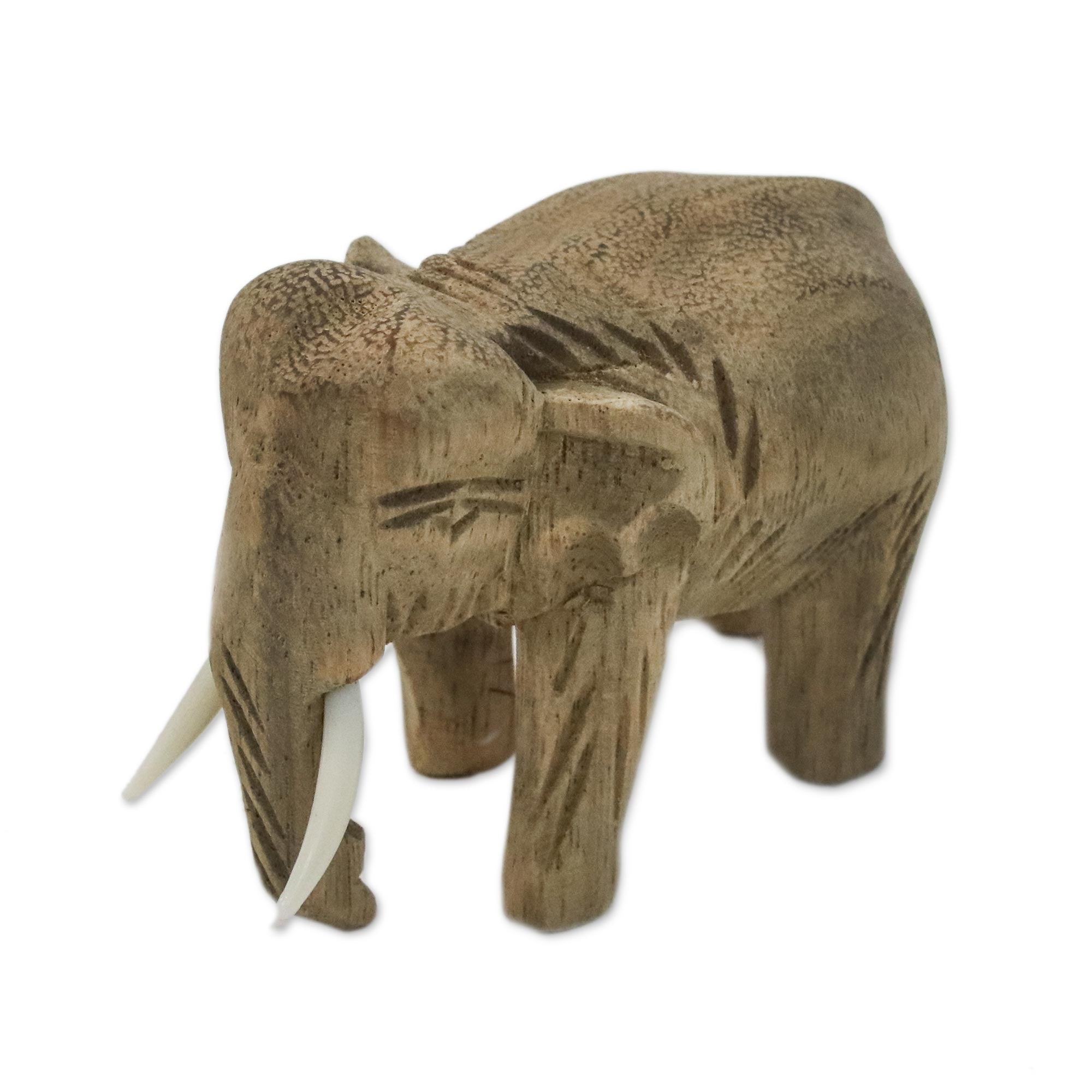 Premium Handcrafted Elephant Sculpture - Brown Wood Art