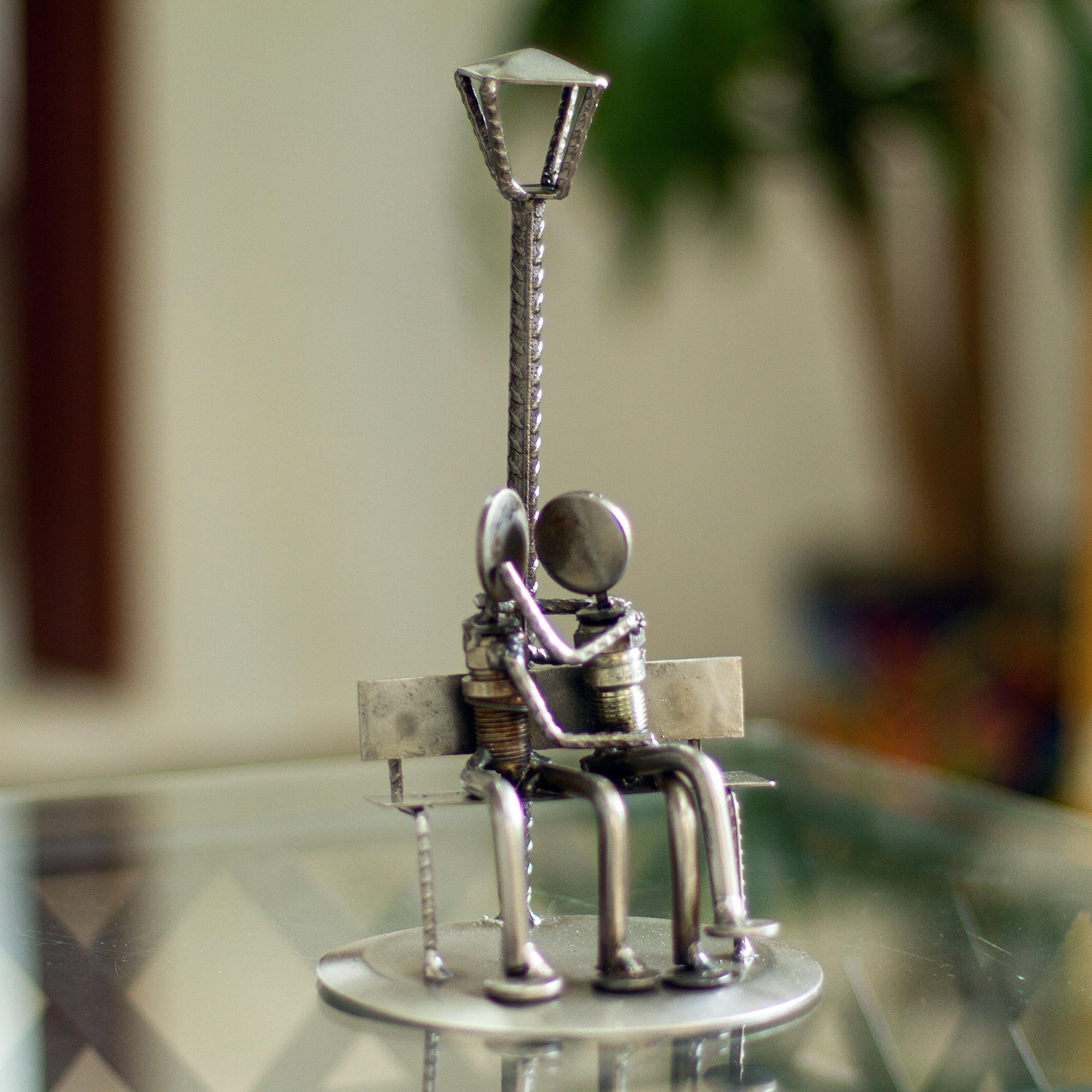 Premium Recycled Metal Sculpture: The First Kiss