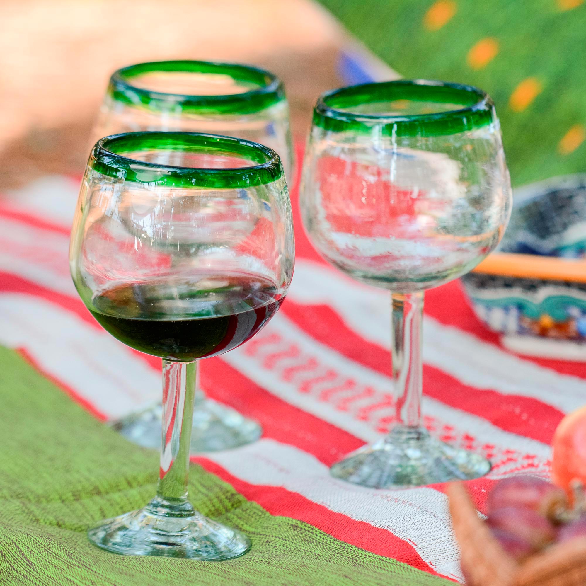 Premium Hand Blown Lime Globe Wine Glasses Set of 4 - Eco-Friendly & Unique