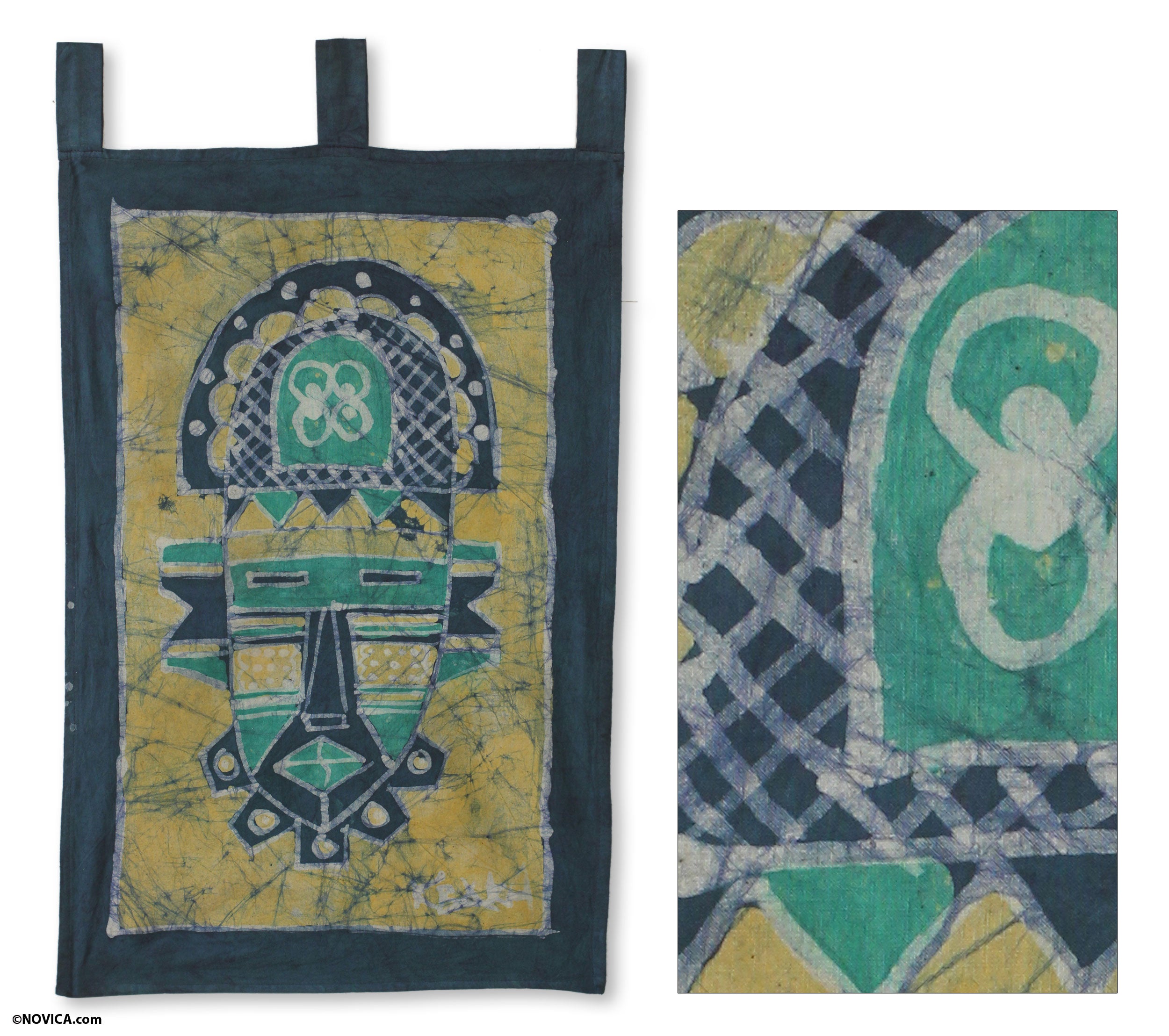 Premium Mate Masie African Mask Wall Art – Handcrafted Cotton Batik Hanging