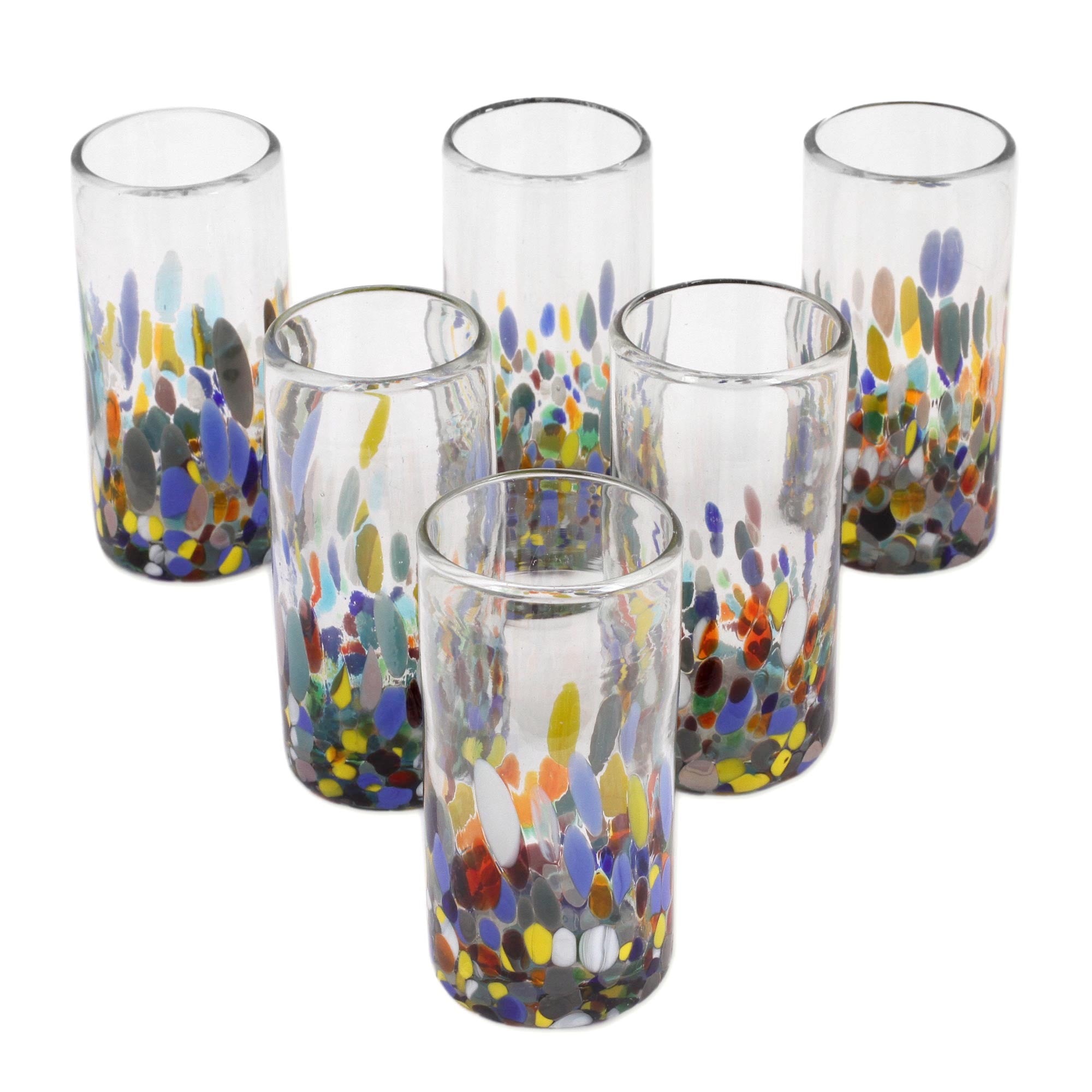 Premium Confetti Festival Handblown Highball Glass Set (6-Piece)