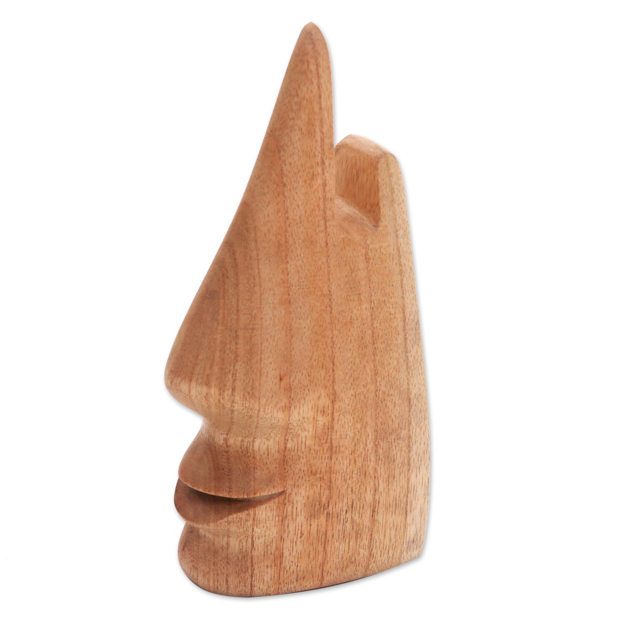 Premium Whimsical Brown Wooden Eyeglass Holder - Hand Carved Nose Design