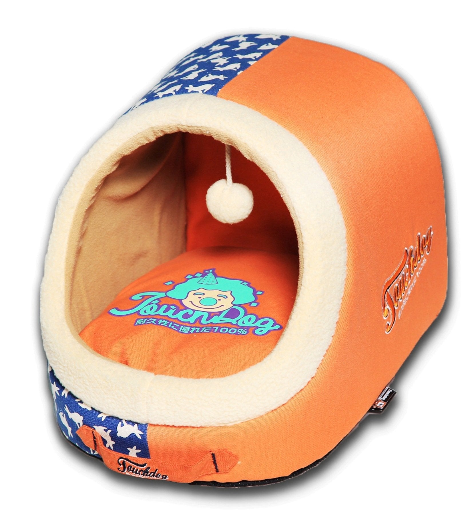 Touchdog® Premium Panoramic Rabbit-Spotted Dog Bed with Built-In Toy