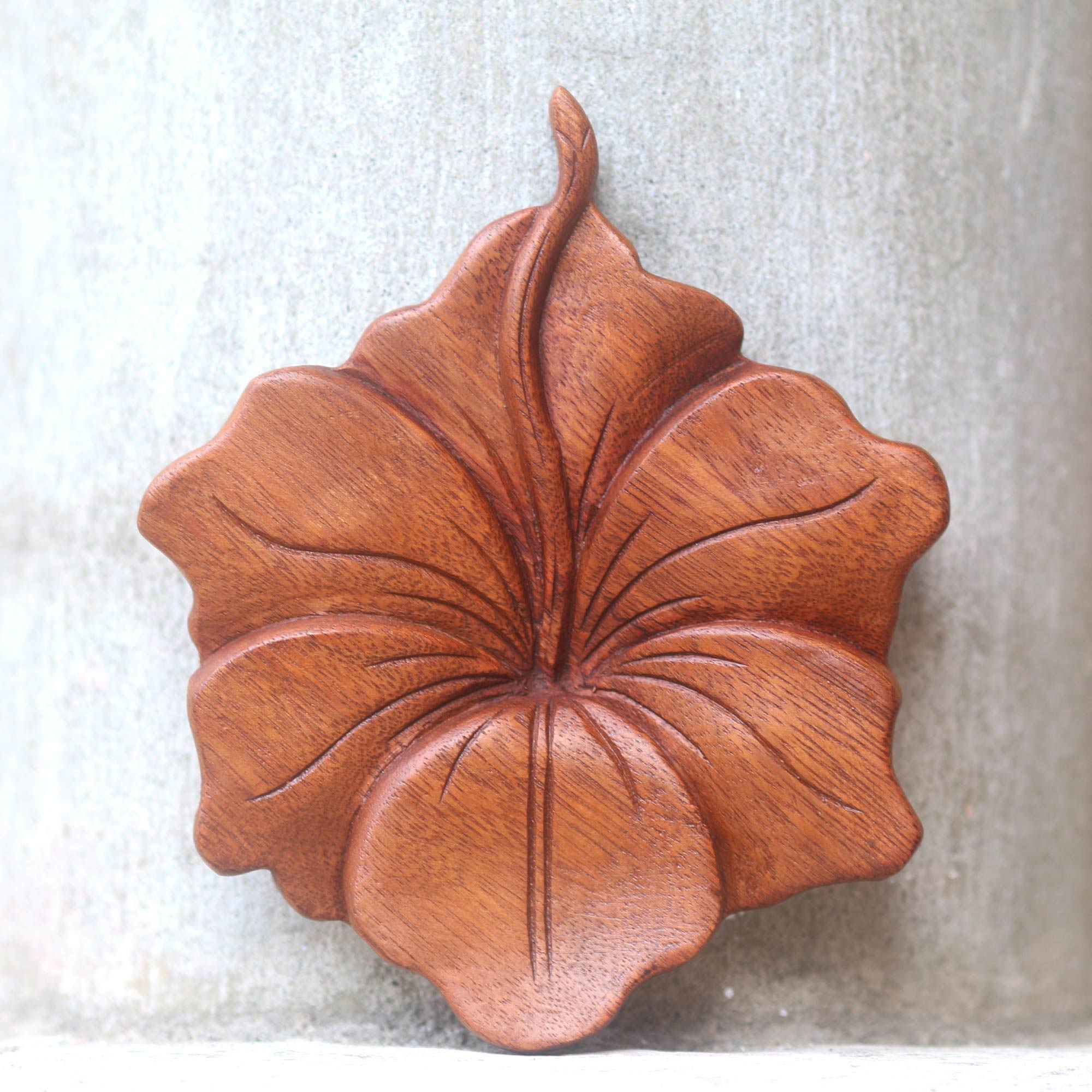 Premium Hand-Carved Balinese Hibiscus Wood Wall Art