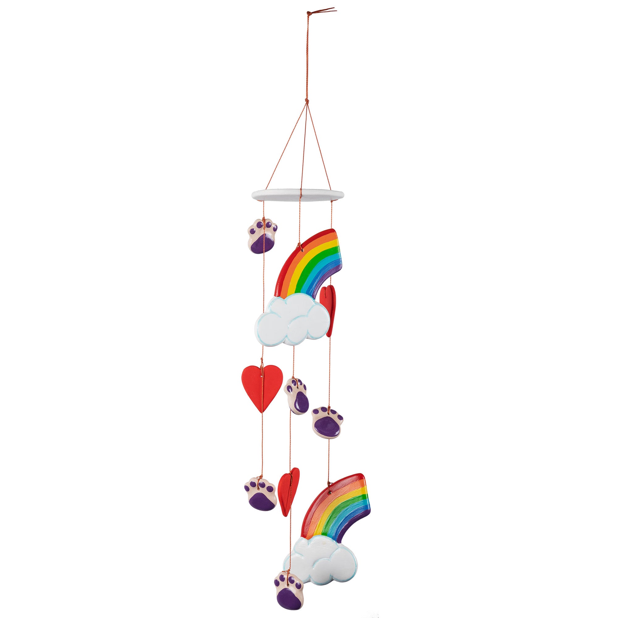 Premium Rainbow Bridge Memorial Wind Chime with Paw Print Design