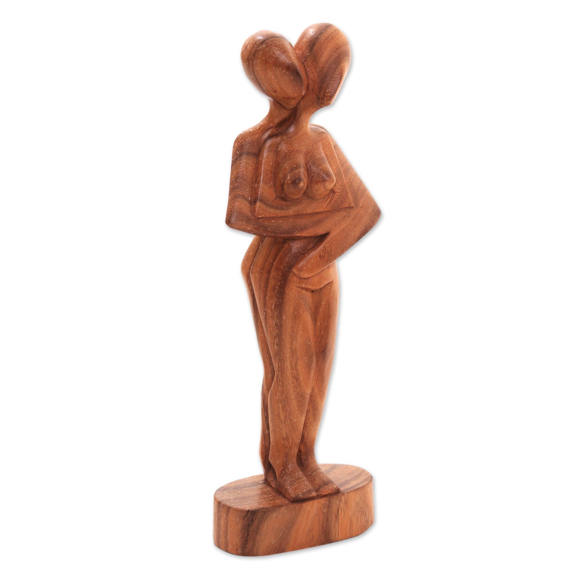 Premium Romantic Embrace Suar Wood Sculpture – Handcrafted Artistry