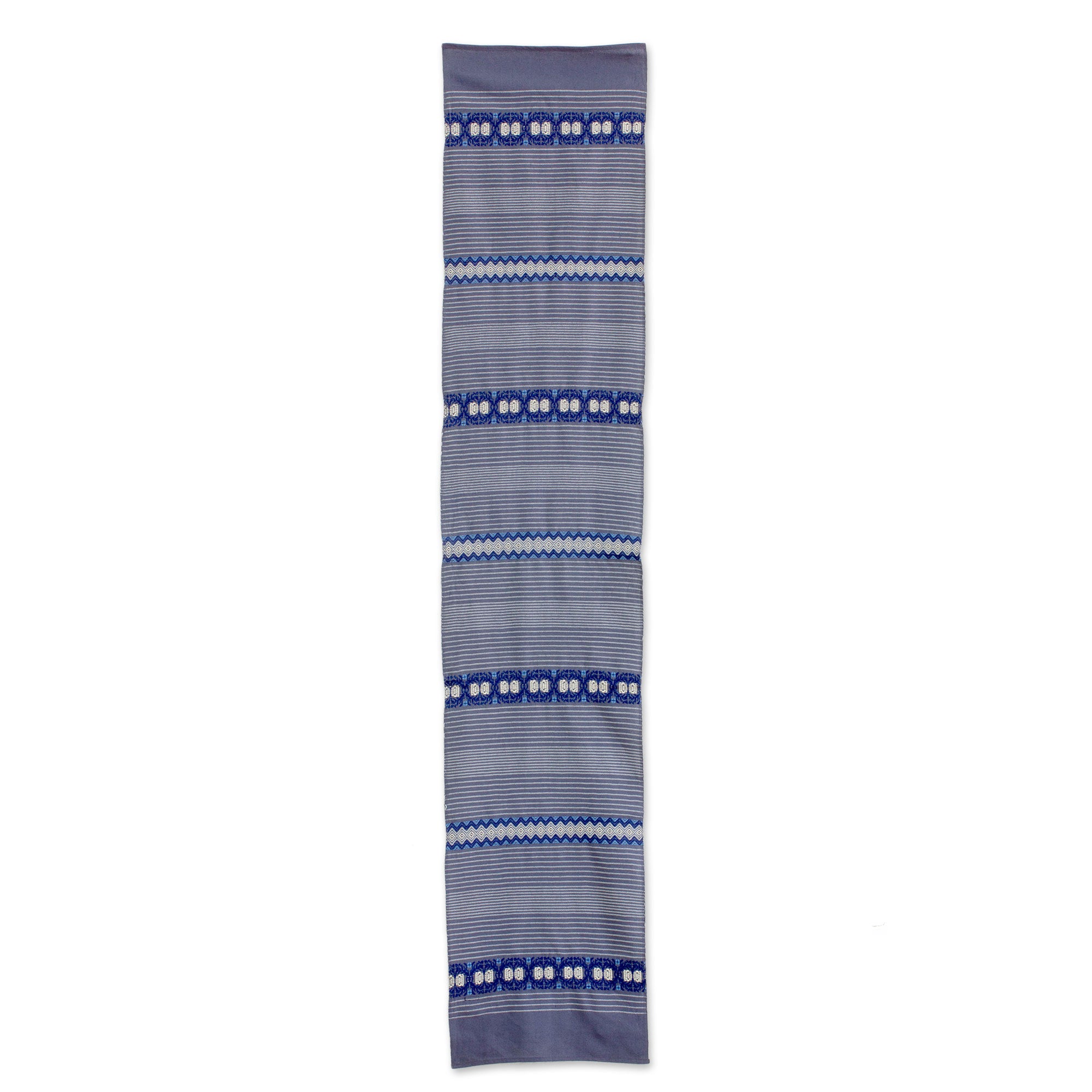Premium Handwoven Striped Table Runner in Graphite - Artisan Crafted from Guatemala