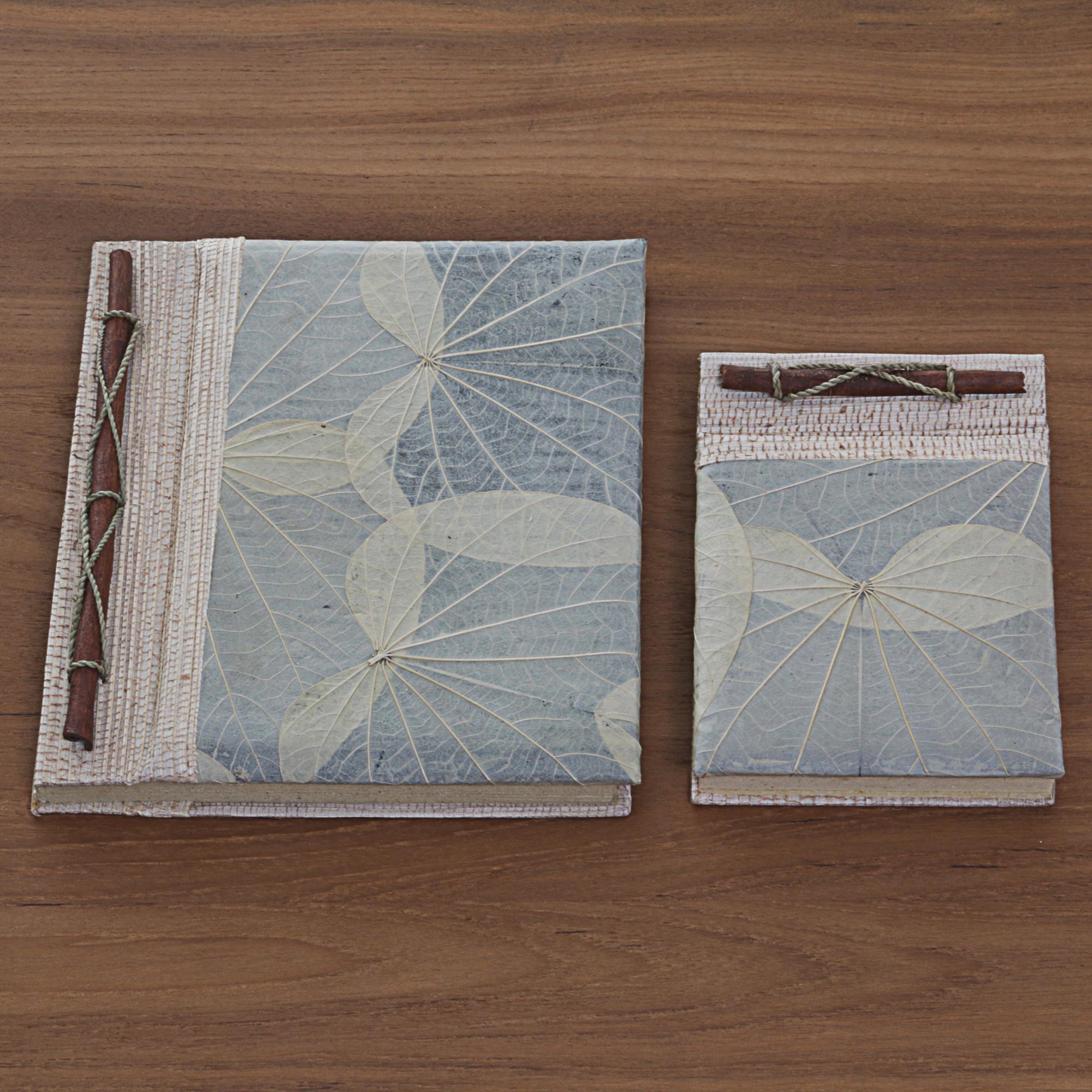 Premium Handcrafted Autumn Spirit Rice Paper Notebooks - Grey Duo from Indonesia