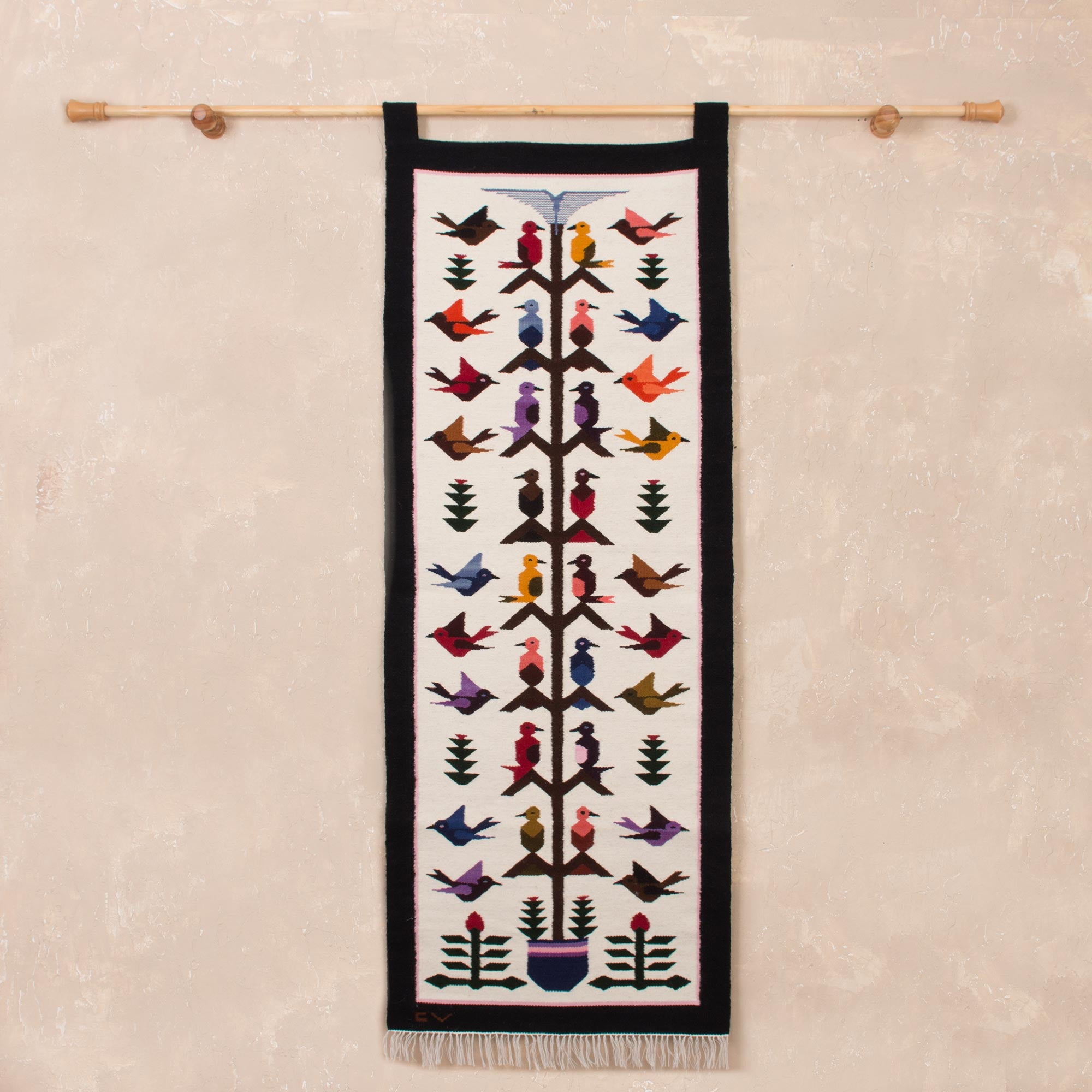 Premium Fair Trade Hummingbird Wool Tapestry - Winter Andean Art
